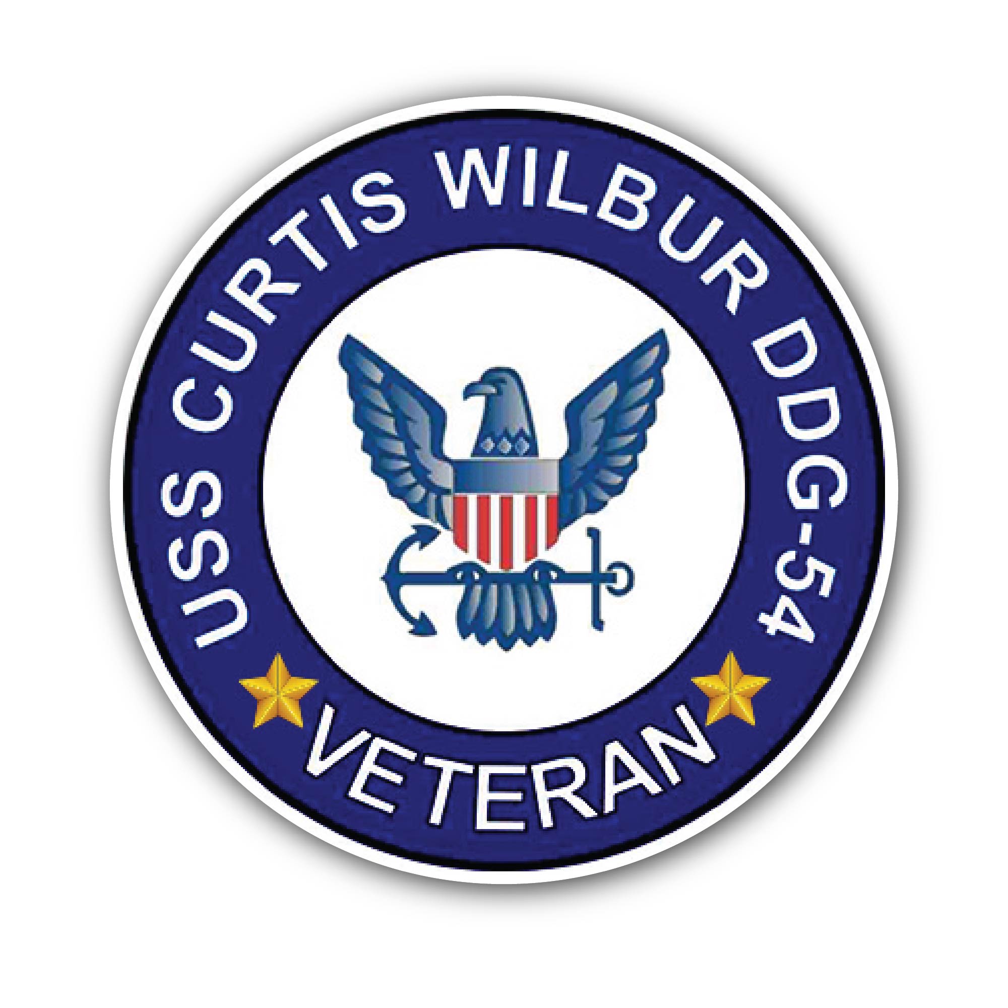 USS Curtis Wilbur DDG-54 Veteran Sticker, Waterproof Vinyl Decal Sticker Indoor Or Outdoor 2 (Pieces) 3" and 5"