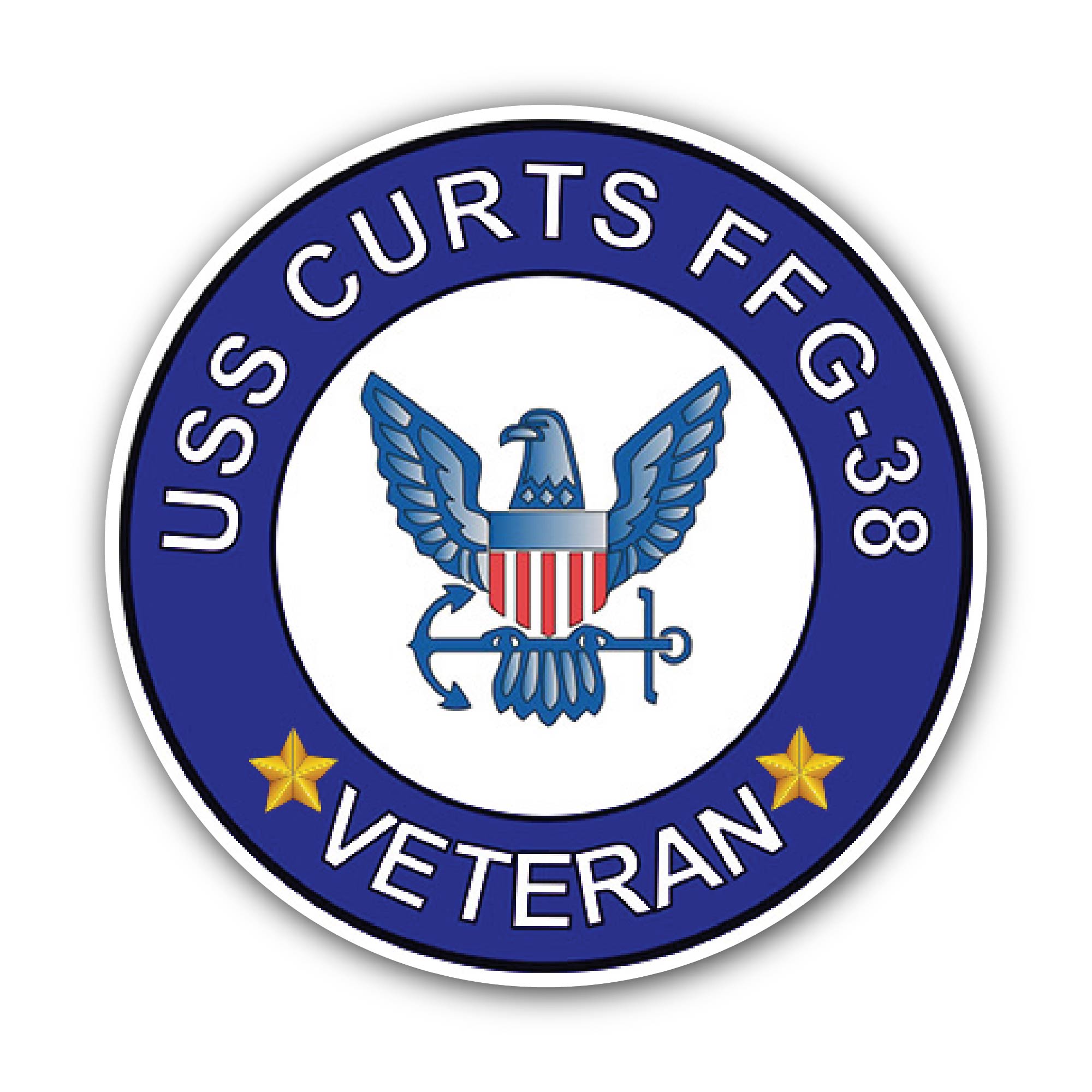 USS Curts FFG-38 Veteran Sticker, Waterproof Vinyl Decal Sticker Indoor Or Outdoor 2 (Pieces) 3" and 5"