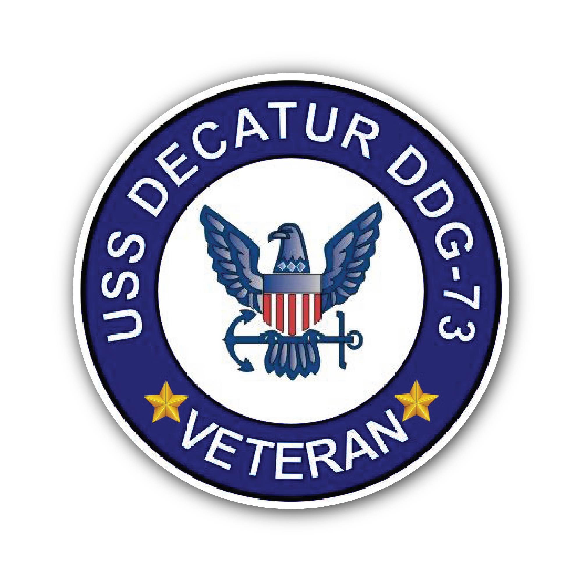 USS Decatur DDG-73 Veteran Sticker, Waterproof Vinyl Decal Sticker Indoor Or Outdoor 2 (Pieces) 3" and 5"