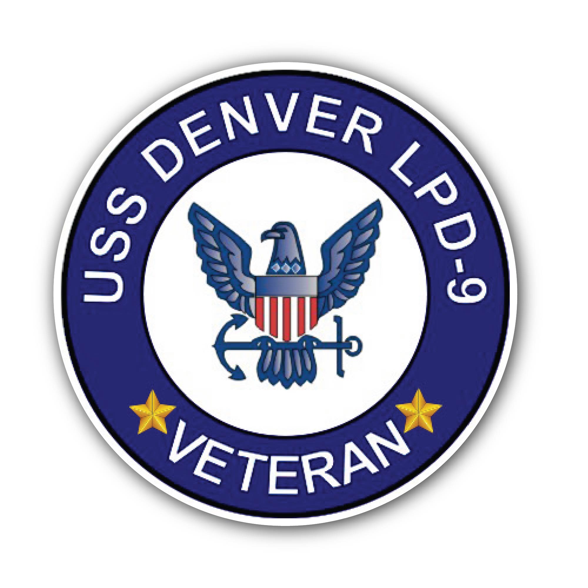 USS Denver LPD-9 Veteran Sticker, Waterproof Vinyl Decal Sticker Indoor Or Outdoor 2 (Pieces) 3" and 5"