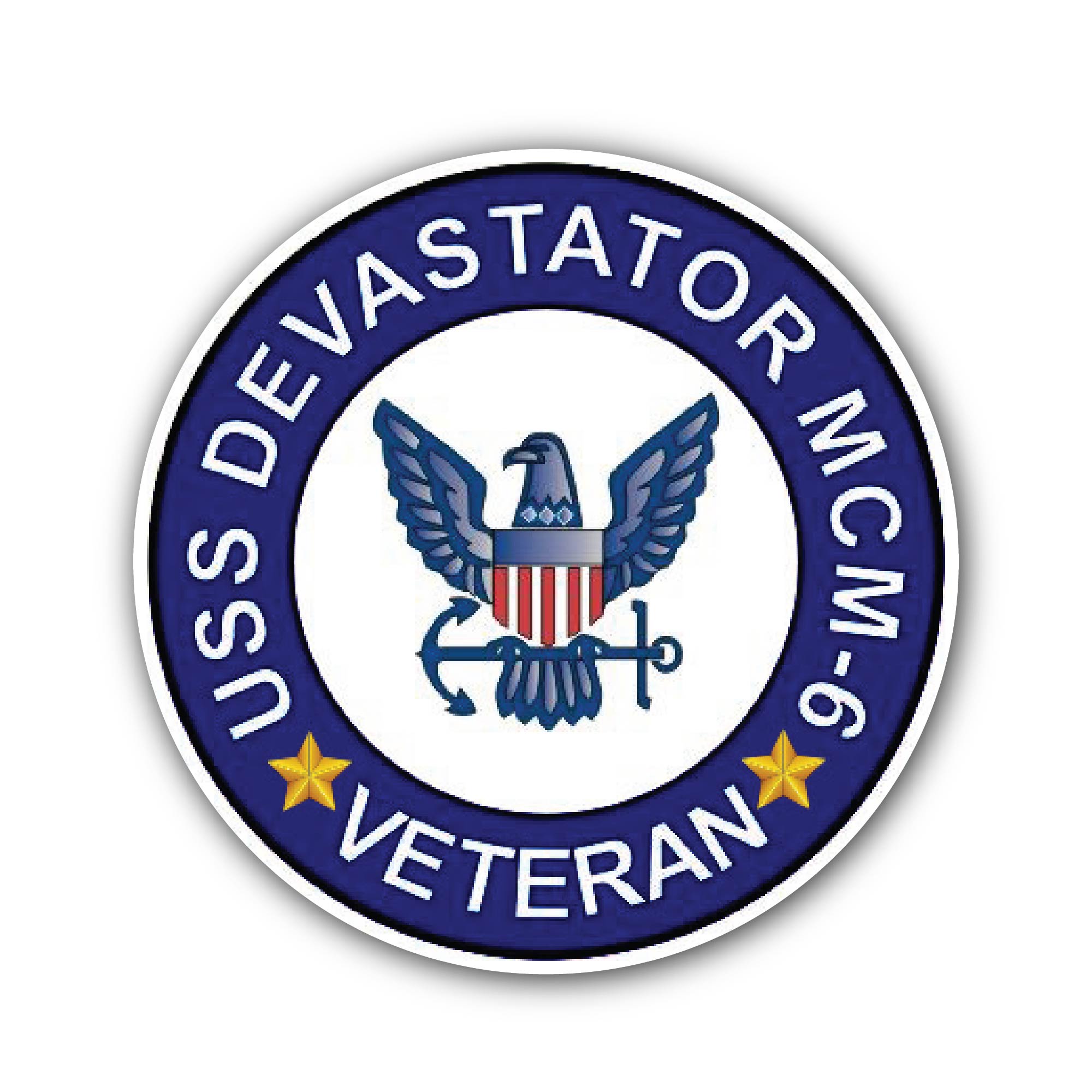 USS Devastator MCM-6 Veteran Sticker, Waterproof Vinyl Decal Sticker Indoor Or Outdoor 2 (Pieces) 3" and 5"