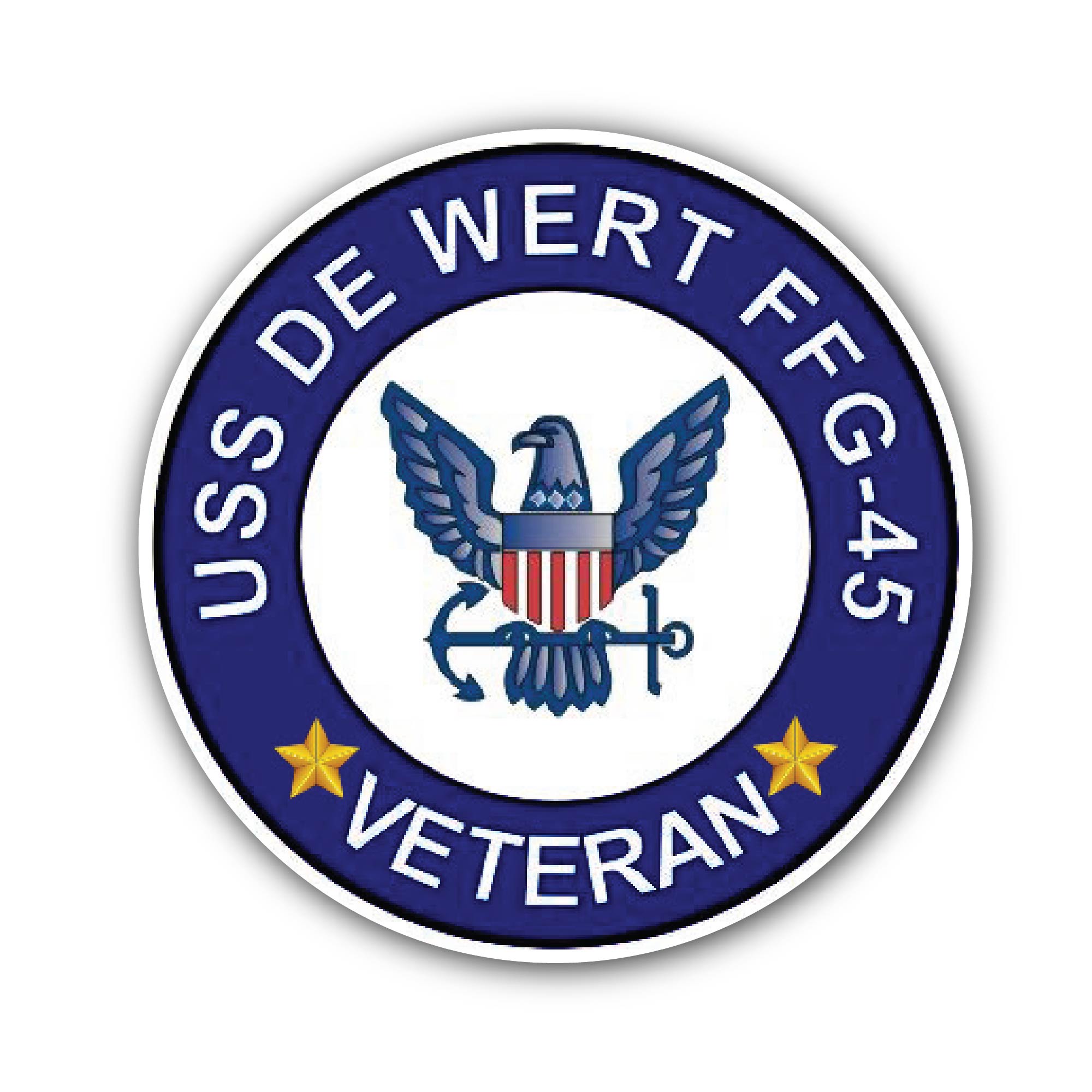 USS De Wert FFG-45 Veteran Sticker, Waterproof Vinyl Decal Sticker Indoor Or Outdoor 2 (Pieces) 3" and 5"
