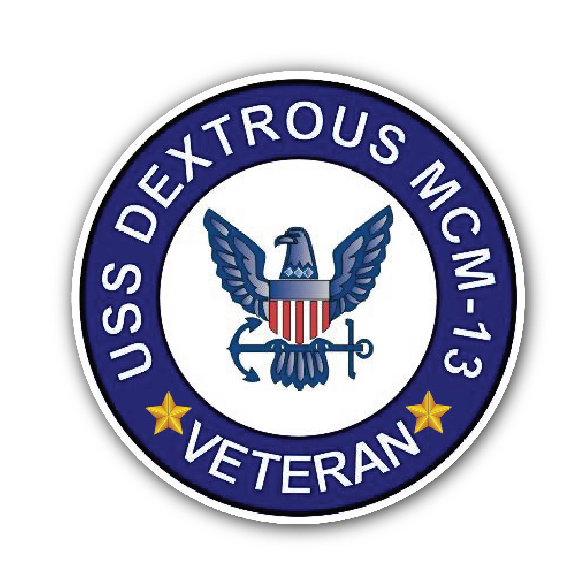 USS Dextrous MCM-13 Veteran Sticker, Waterproof Vinyl Decal Sticker Indoor Or Outdoor 2 (Pieces) 3" and 5"