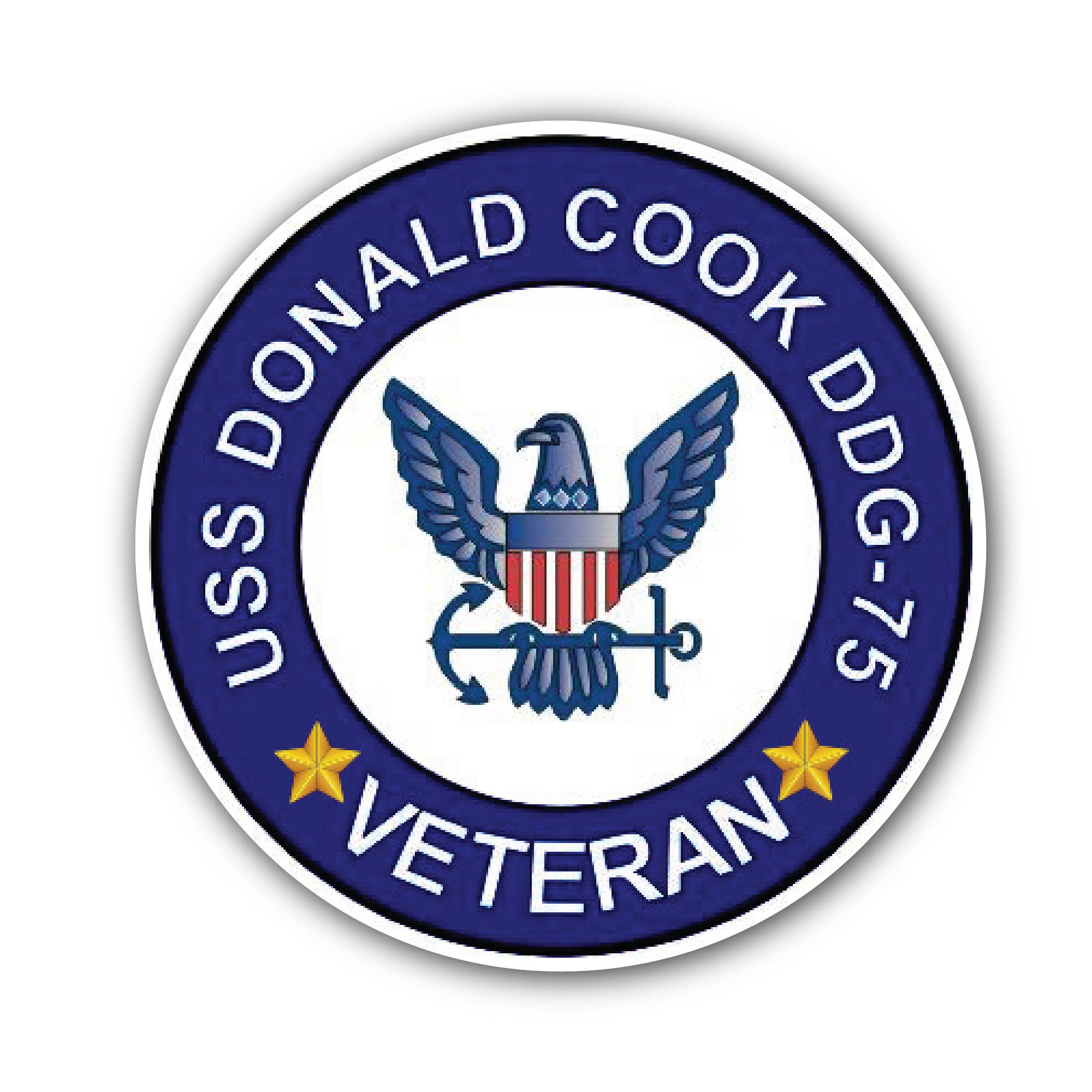 USS Donald Cook DDG-75 Veteran Sticker, Waterproof Vinyl Decal Sticker Indoor Or Outdoor 2 (Pieces) 3" and 5"