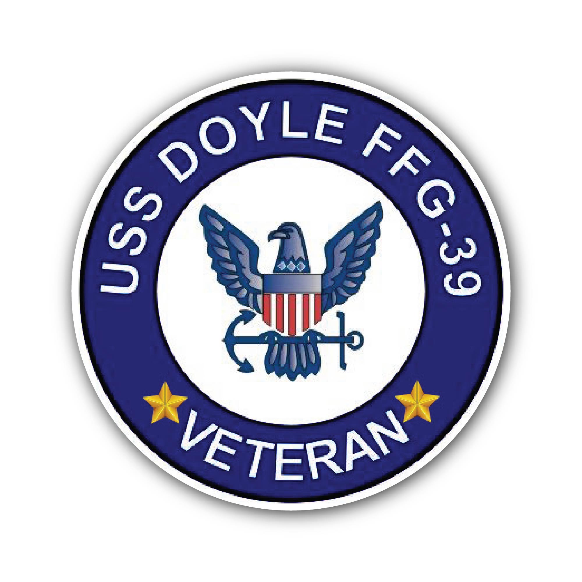 USS Doyle FFG-39 Veteran Sticker, Waterproof Vinyl Decal Sticker Indoor Or Outdoor 2 (Pieces) 3" and 5"