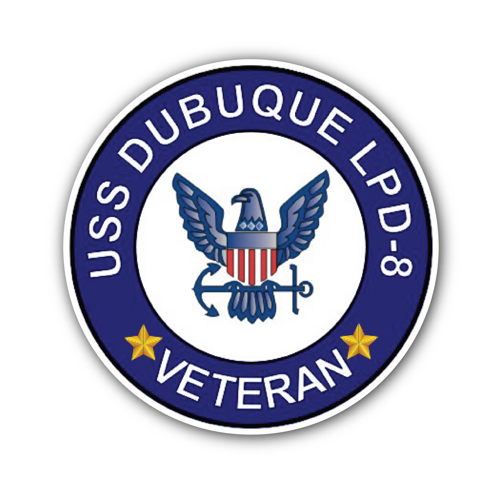 USS Dubuque LPD-8 Veteran Sticker, Waterproof Vinyl Decal Sticker Indoor Or Outdoor 2 (Pieces) 3" and 5"