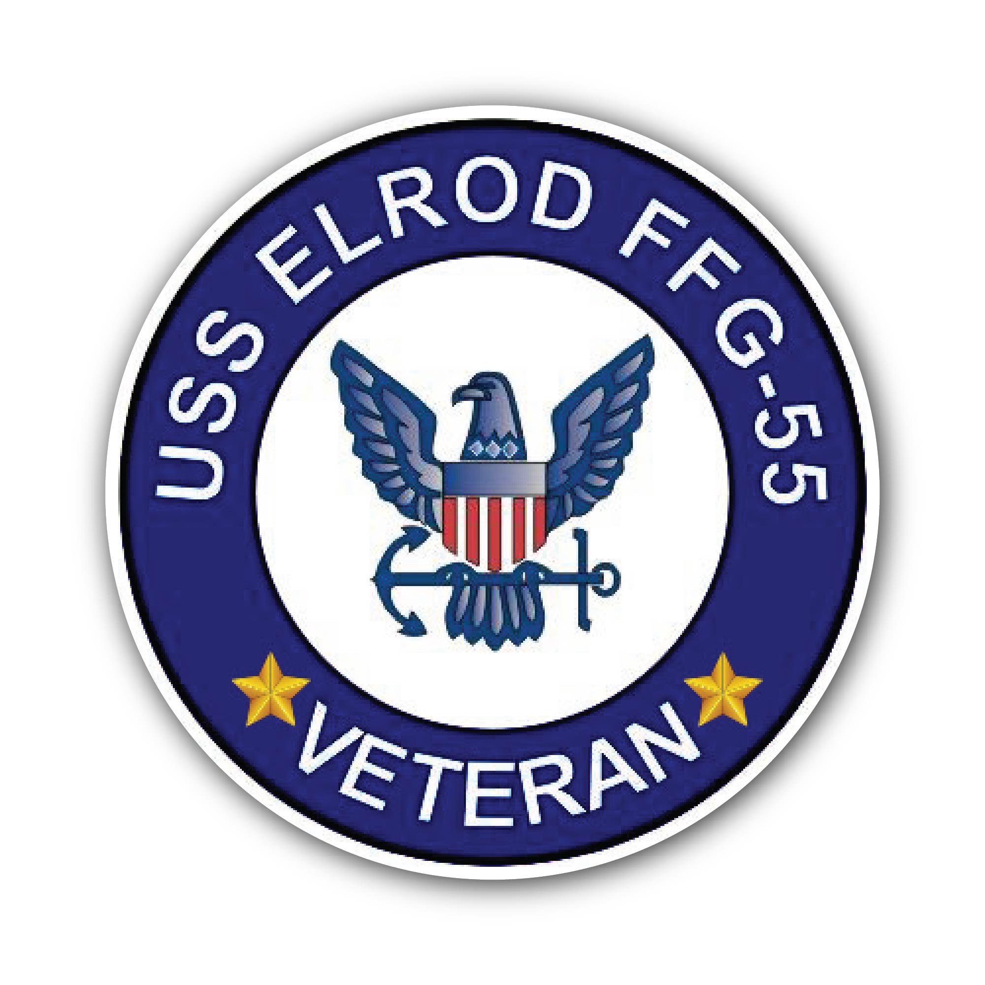 USS Elrod FFG-55 Veteran Sticker, Waterproof Vinyl Decal Sticker Indoor Or Outdoor 2 (Pieces) 3" and 5"