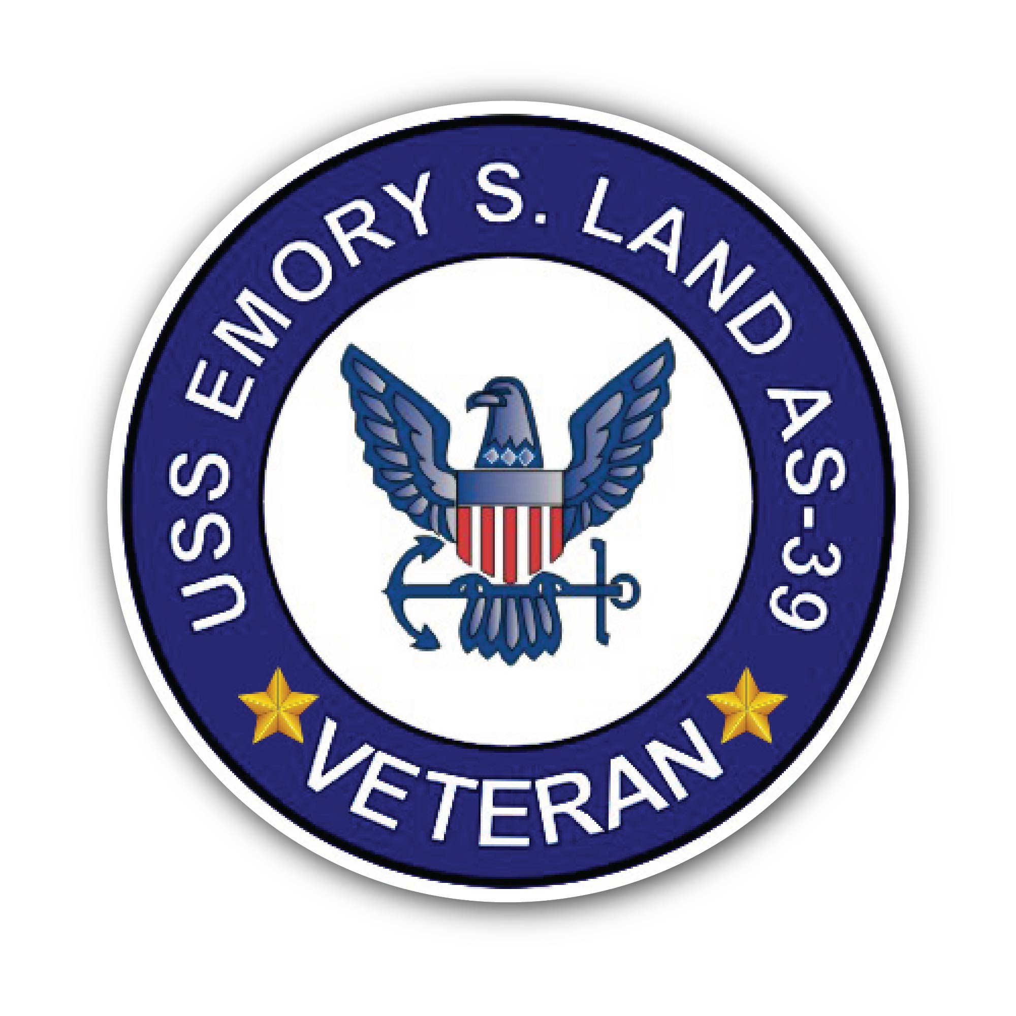 USS Emory S Land AS-39 Veteran Sticker, Waterproof Vinyl Decal Sticker Indoor Or Outdoor 2 (Pieces) 3" and 5"