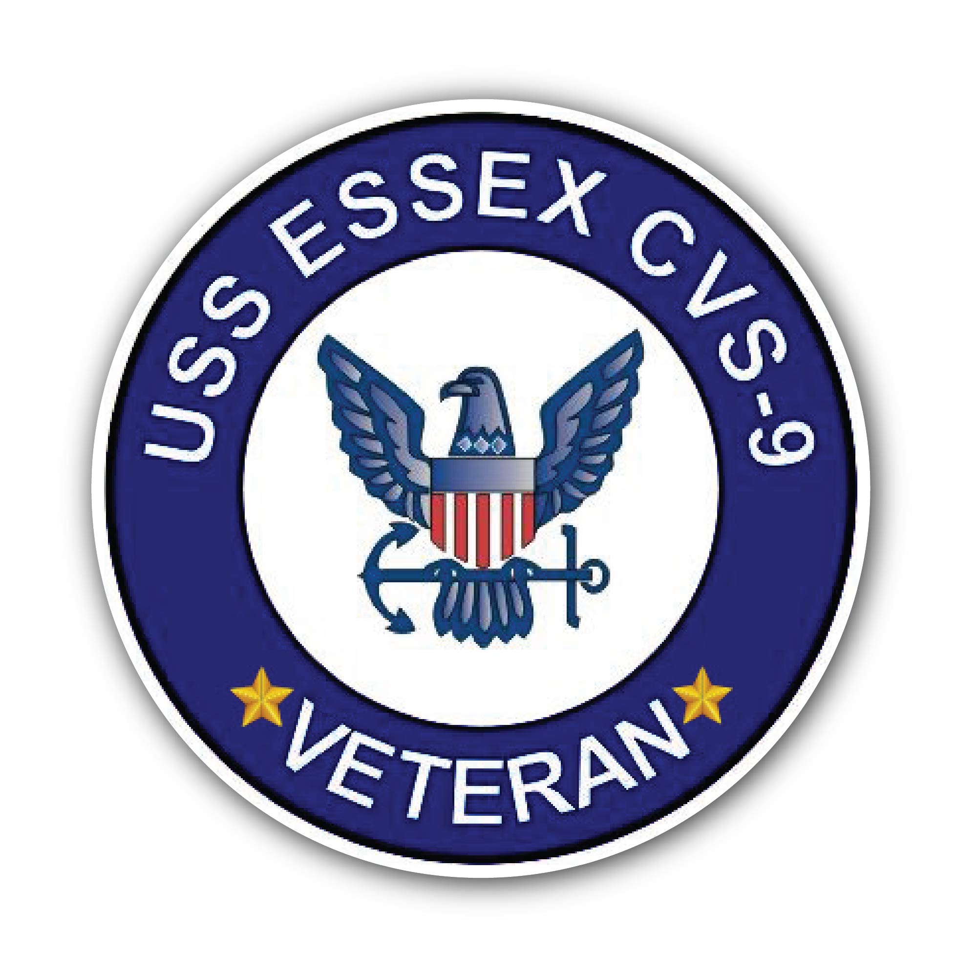 USS Essex CVS-9 Veteran Sticker, Waterproof Vinyl Decal Sticker Indoor Or Outdoor 2 (Pieces) 3" and 5"