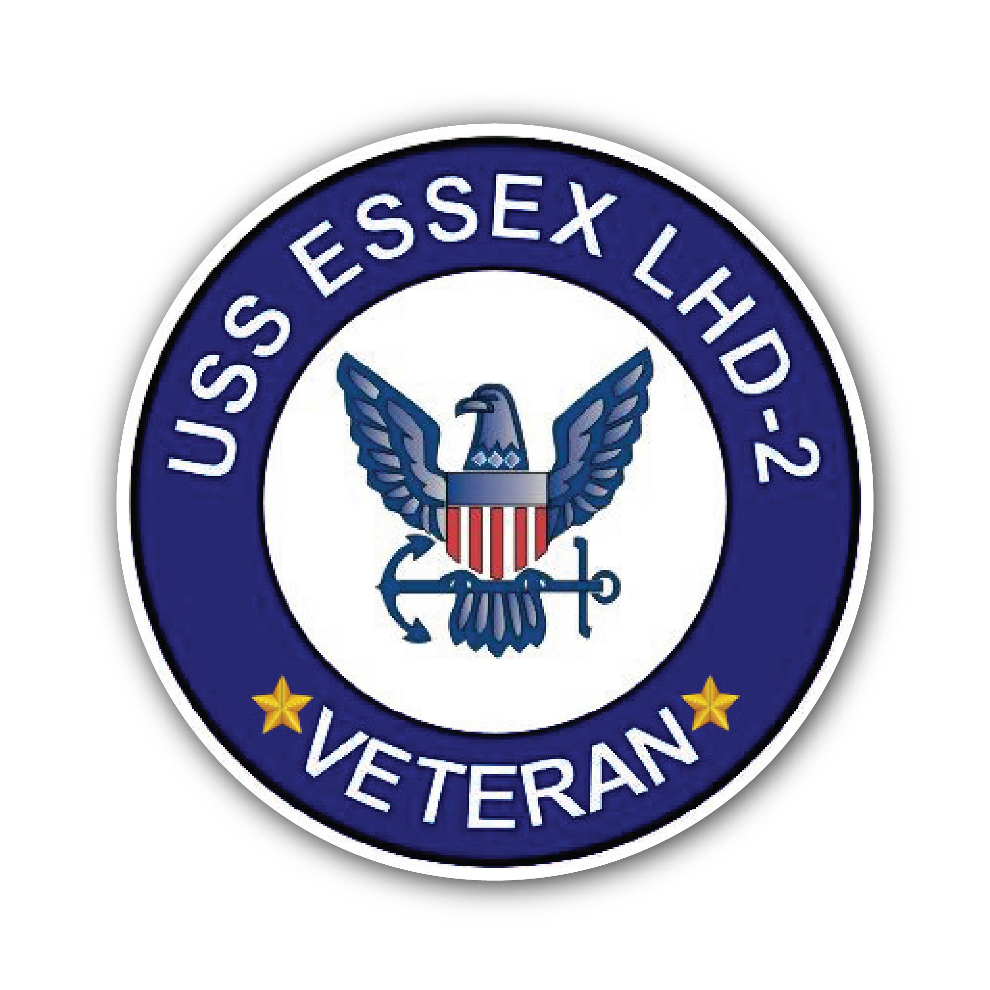 USS Essex LHD-2 Veteran Sticker, Waterproof Vinyl Decal Sticker Indoor Or Outdoor 2 (Pieces) 3" and 5"