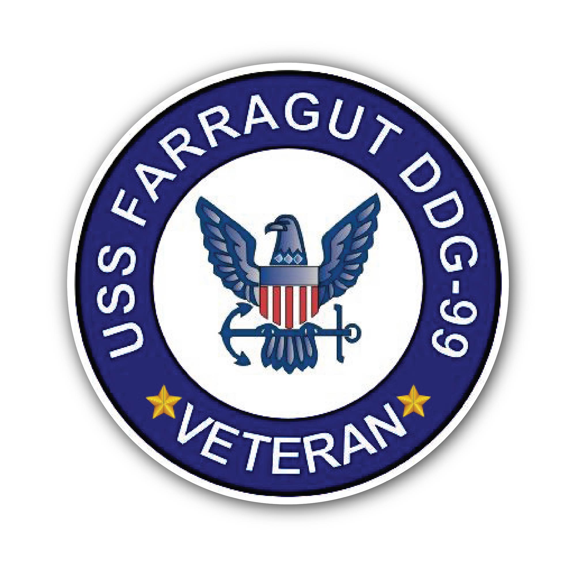 USS Farragut DDG-99 Veteran Sticker, Waterproof Vinyl Decal Sticker Indoor Or Outdoor 2 (Pieces) 3" and 5"