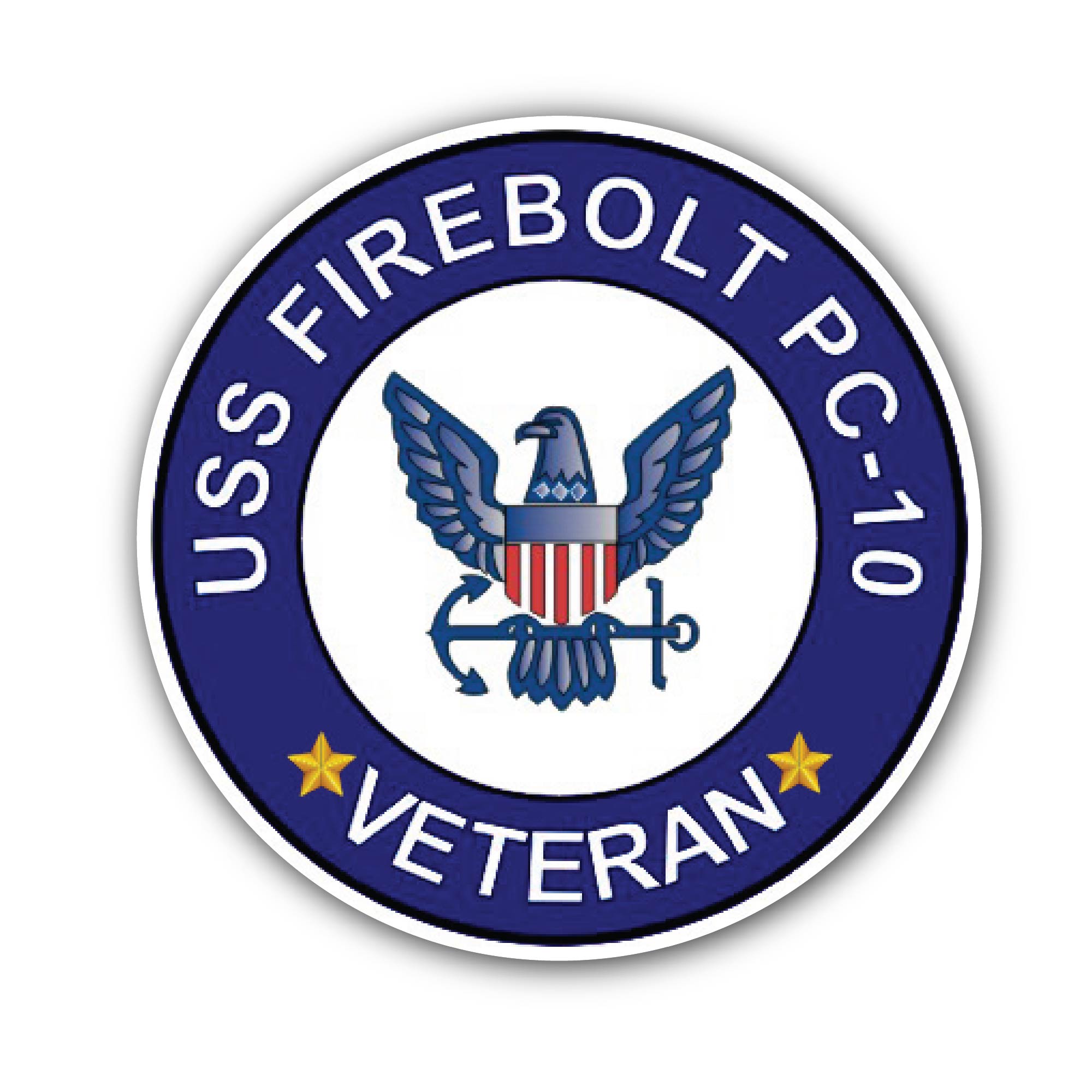 USS Firebolt PC-10 Veteran Sticker, Waterproof Vinyl Decal Sticker Indoor Or Outdoor 2 (Pieces) 3" and 5"
