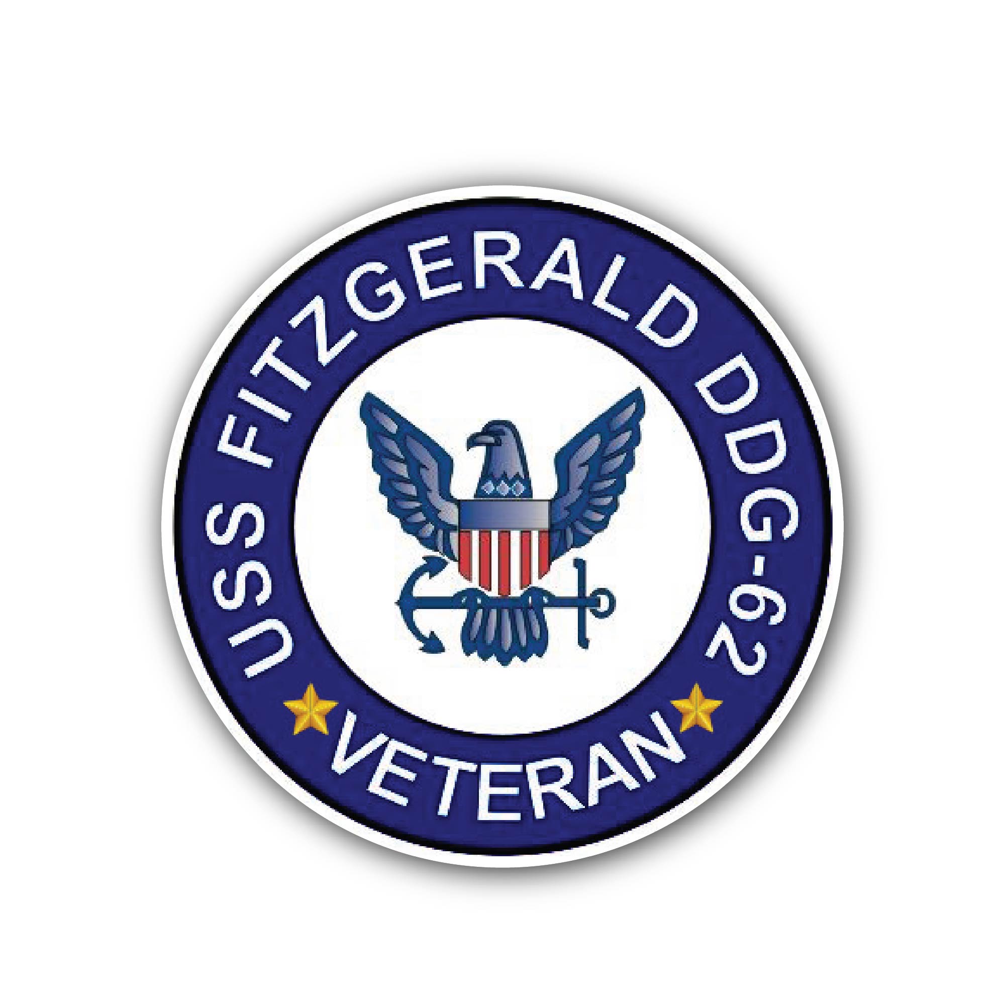 USS Fitzgerald DDG-62 Veteran Sticker, Waterproof Vinyl Decal Sticker Indoor Or Outdoor 2 (Pieces) 3" and 5"