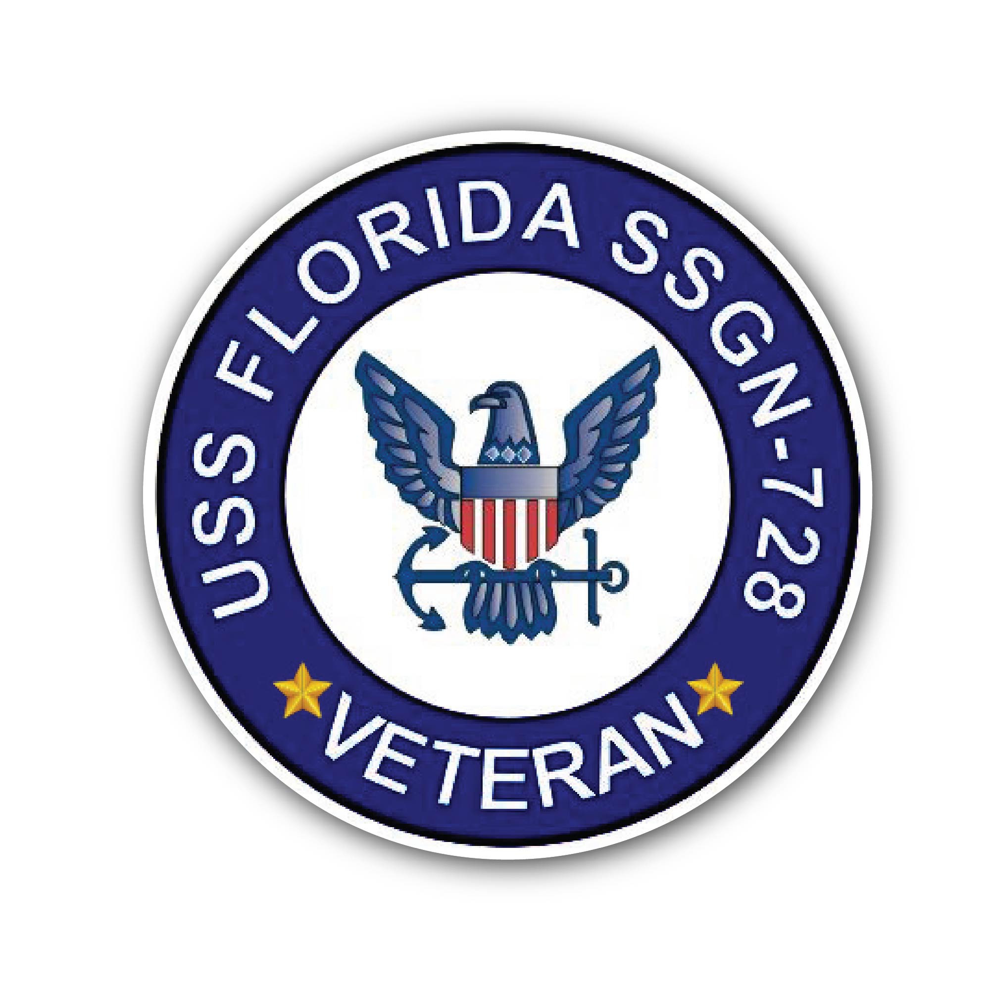 USS Florida SSGN-728 Veteran Sticker, Waterproof Vinyl Decal Sticker Indoor Or Outdoor 2 (Pieces) 3" and 5"