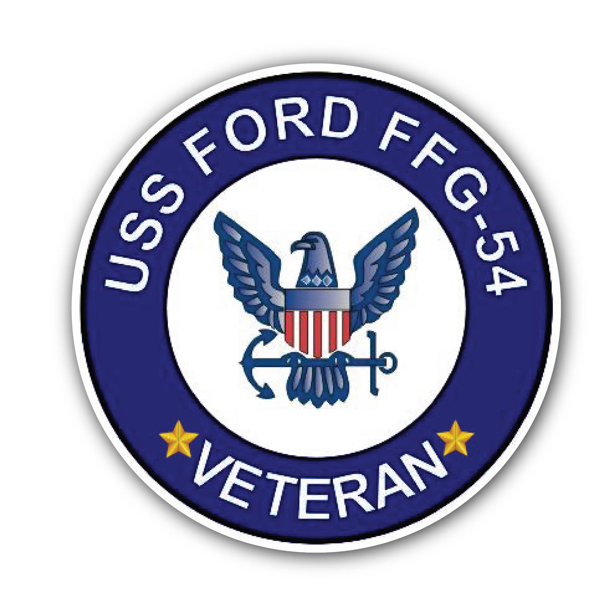 USS Ford FFG-54 Veteran Sticker, Waterproof Vinyl Decal Sticker Indoor Or Outdoor 2 (Pieces) 3" and 5"