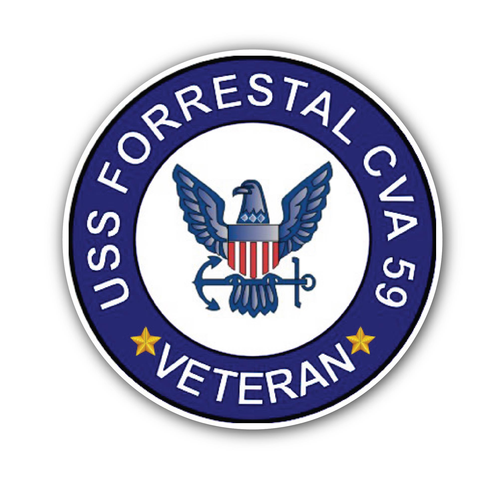 USS Forrestal CVA-59 Veteran Sticker, Waterproof Vinyl Decal Sticker Indoor Or Outdoor 2 (Pieces) 3" and 5"