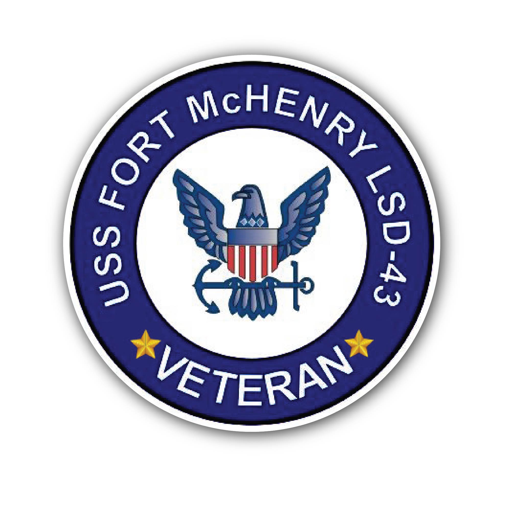 USS Fort McHenry LSD-43 Veteran Sticker, Waterproof Vinyl Decal Sticker Indoor Or Outdoor 2 (Pieces) 3" and 5"