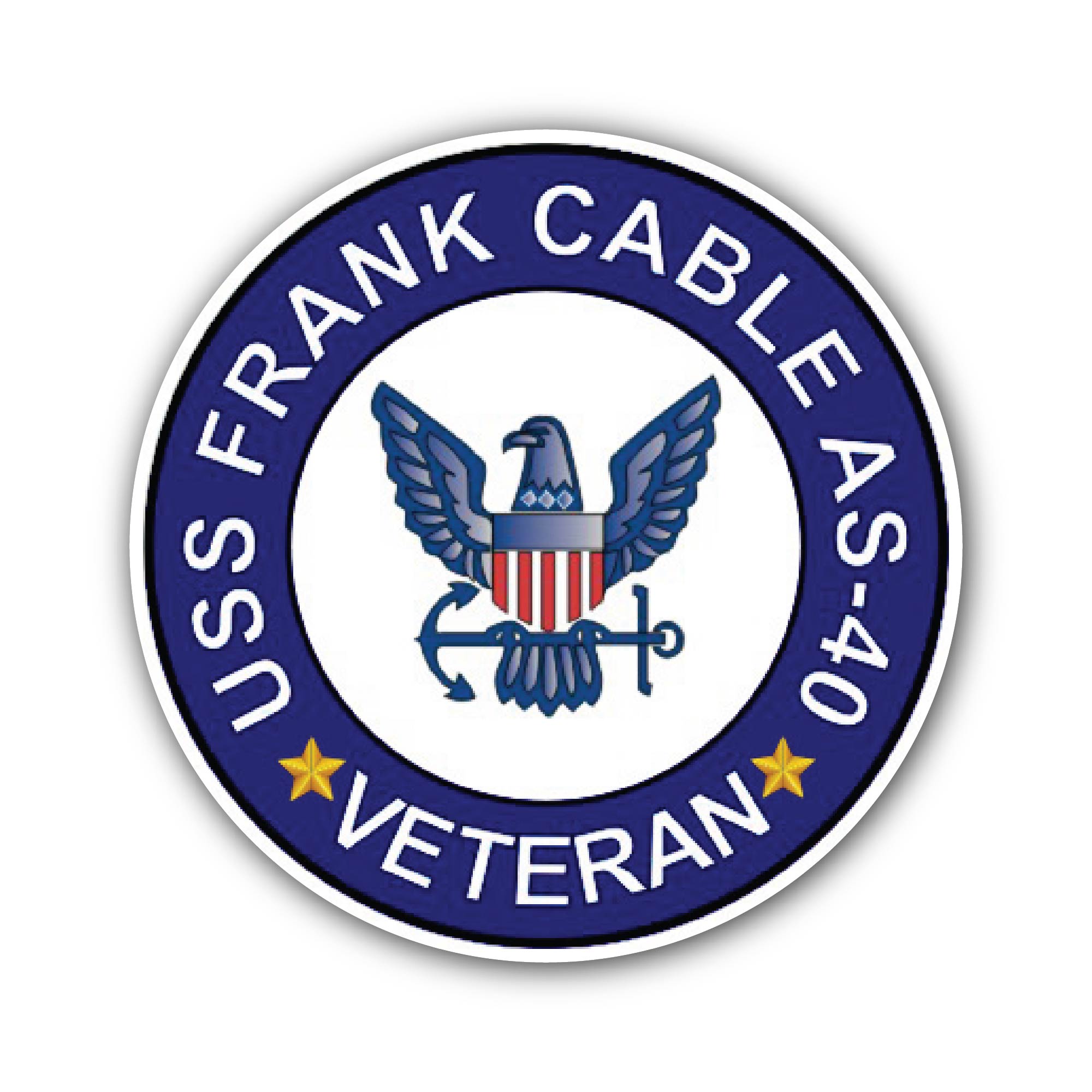 USS Frank Cable AS-40 Veteran Sticker, Waterproof Vinyl Decal Sticker Indoor Or Outdoor 2 (Pieces) 3" and 5"