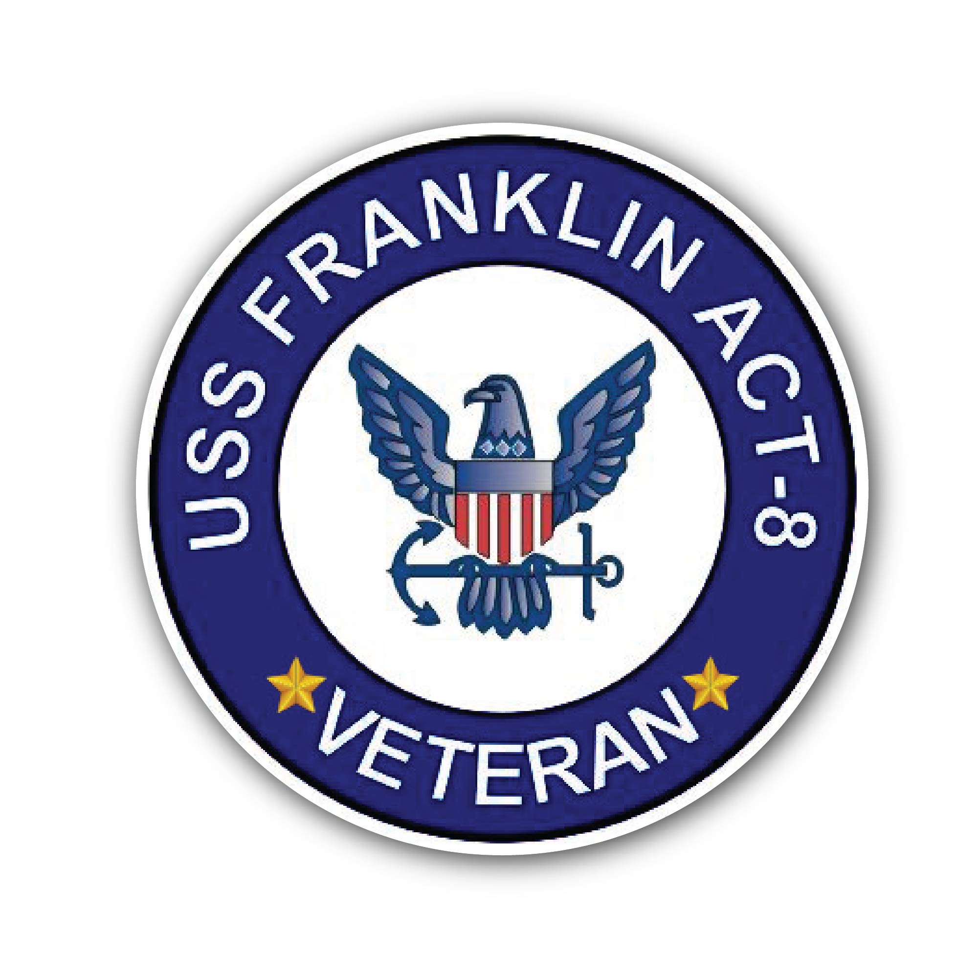 USS Franklin ACT-8 Veteran Sticker, Waterproof Vinyl Decal Sticker Indoor Or Outdoor 2 (Pieces) 3" and 5"