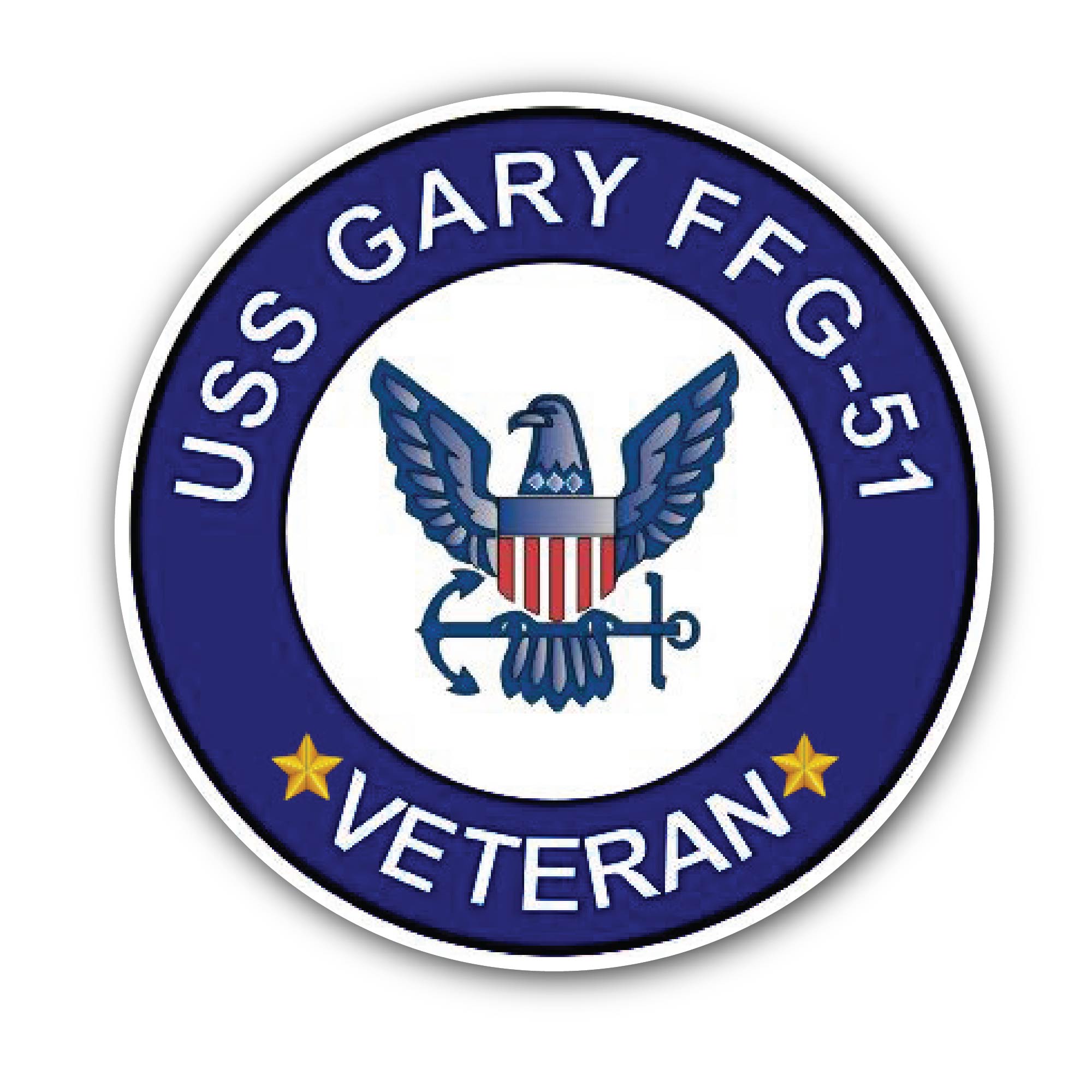 USS Gary FFG-51 Veteran Sticker, Waterproof Vinyl Decal Sticker Indoor Or Outdoor 2 (Pieces) 3" and 5"