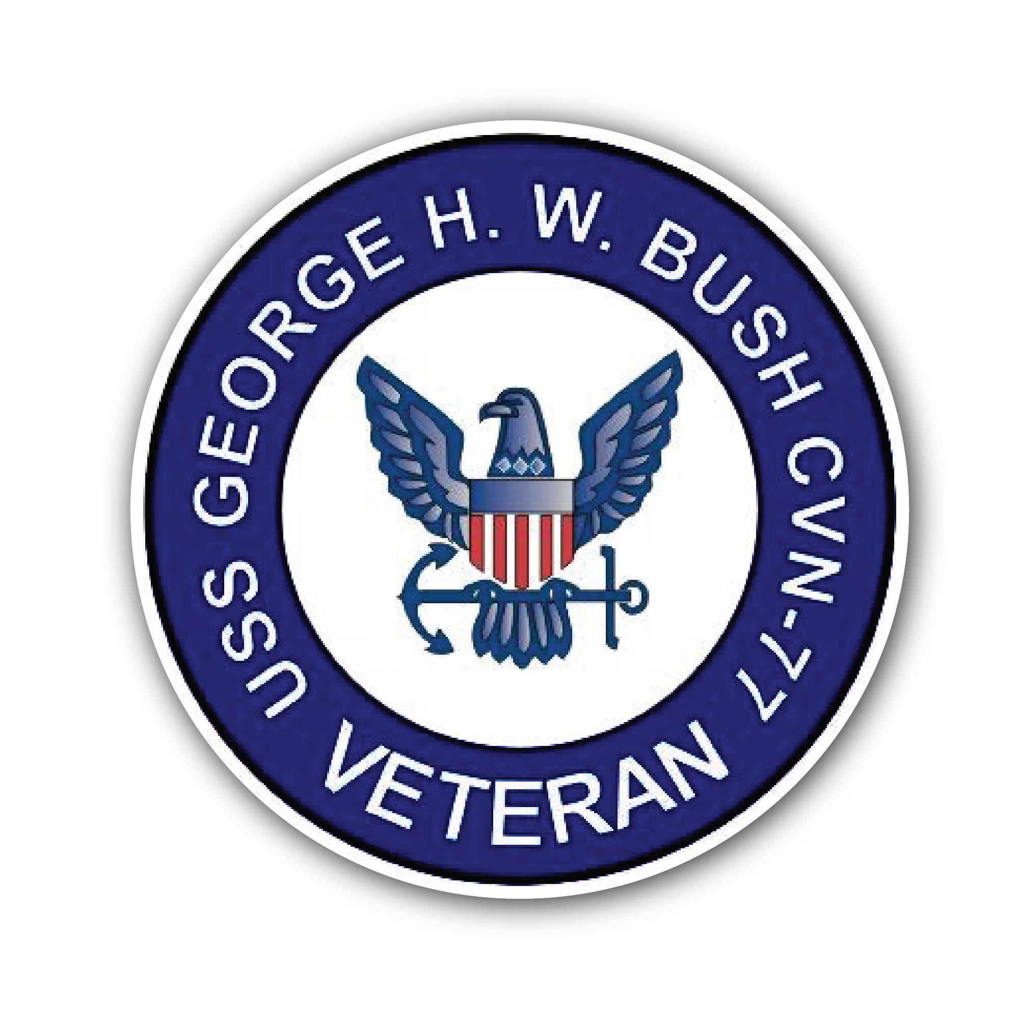 USS George HW Bush CVN-77 Veteran Sticker, Waterproof Vinyl Decal Sticker Indoor Or Outdoor 2 (Pieces) 3" and 5"