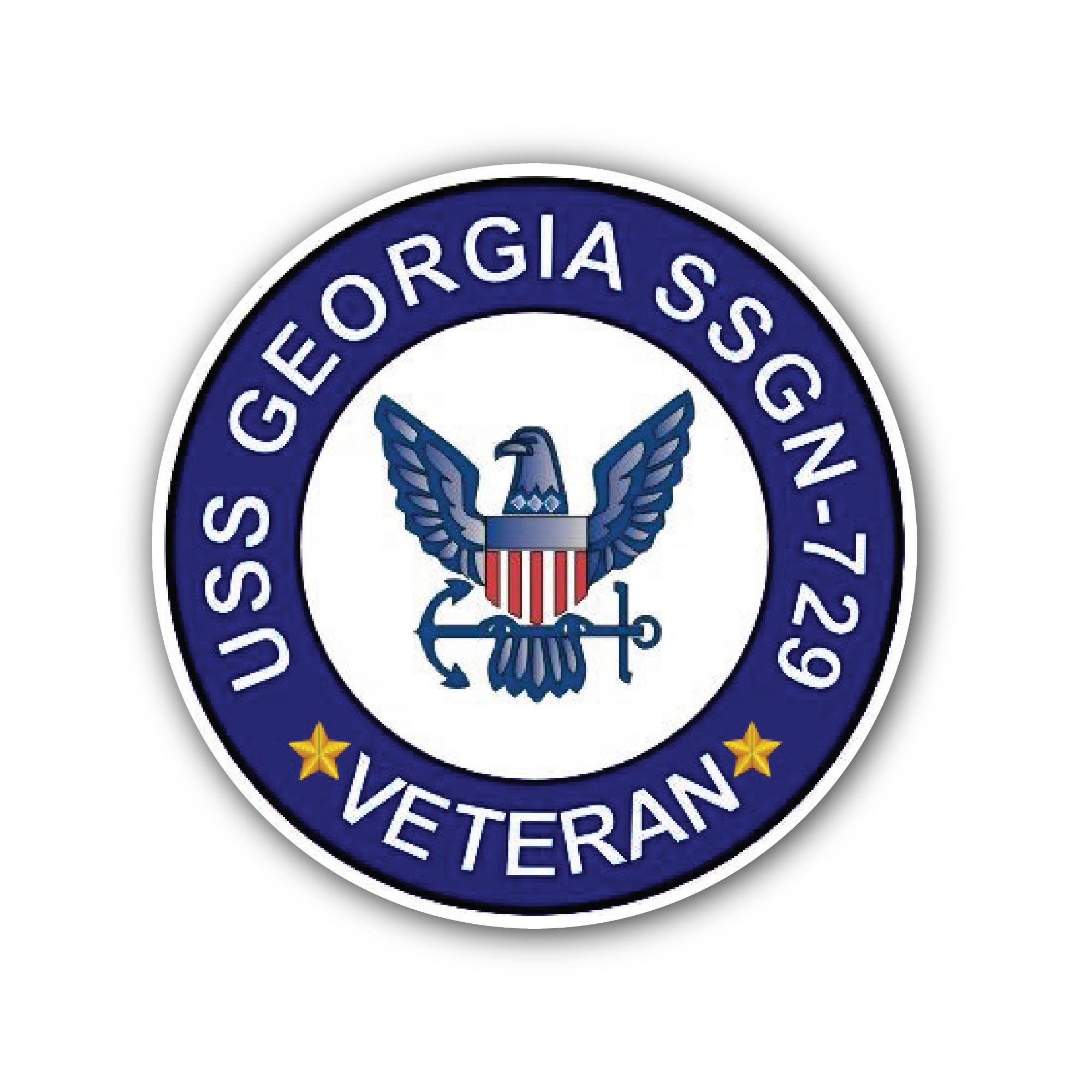 USS Georgia SSGN-729 Veteran Sticker, Waterproof Vinyl Decal Sticker Indoor Or Outdoor 2 (Pieces) 3" and 5"