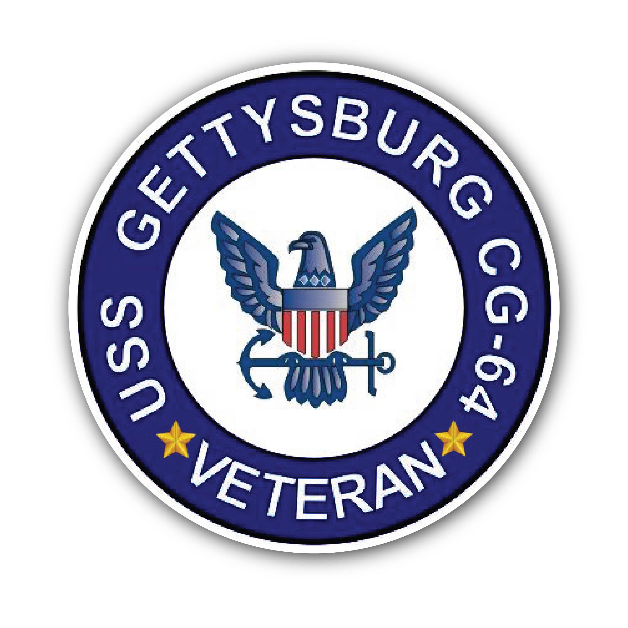 USS Gettysburg LSD-64 Veteran Sticker, Waterproof Vinyl Decal Sticker Indoor Or Outdoor 2 (Pieces) 3" and 5"