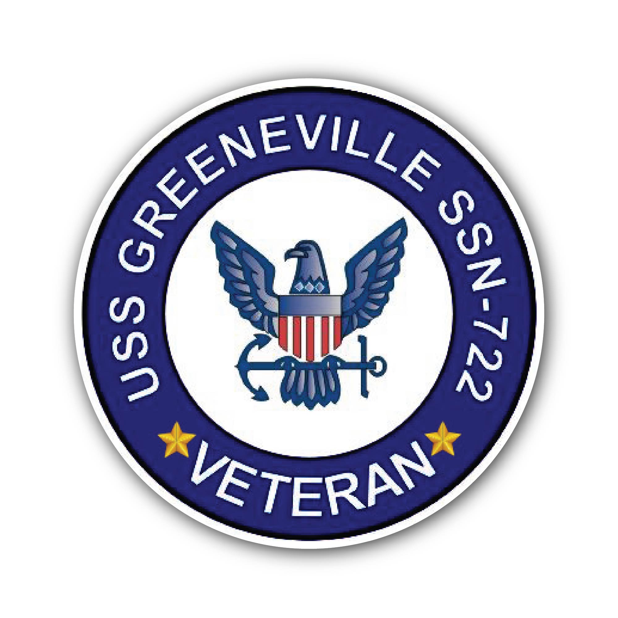 USS Greeneville SSN-722 Veteran Sticker, Waterproof Vinyl Decal Sticker Indoor Or Outdoor 2 (Pieces) 3" and 5"