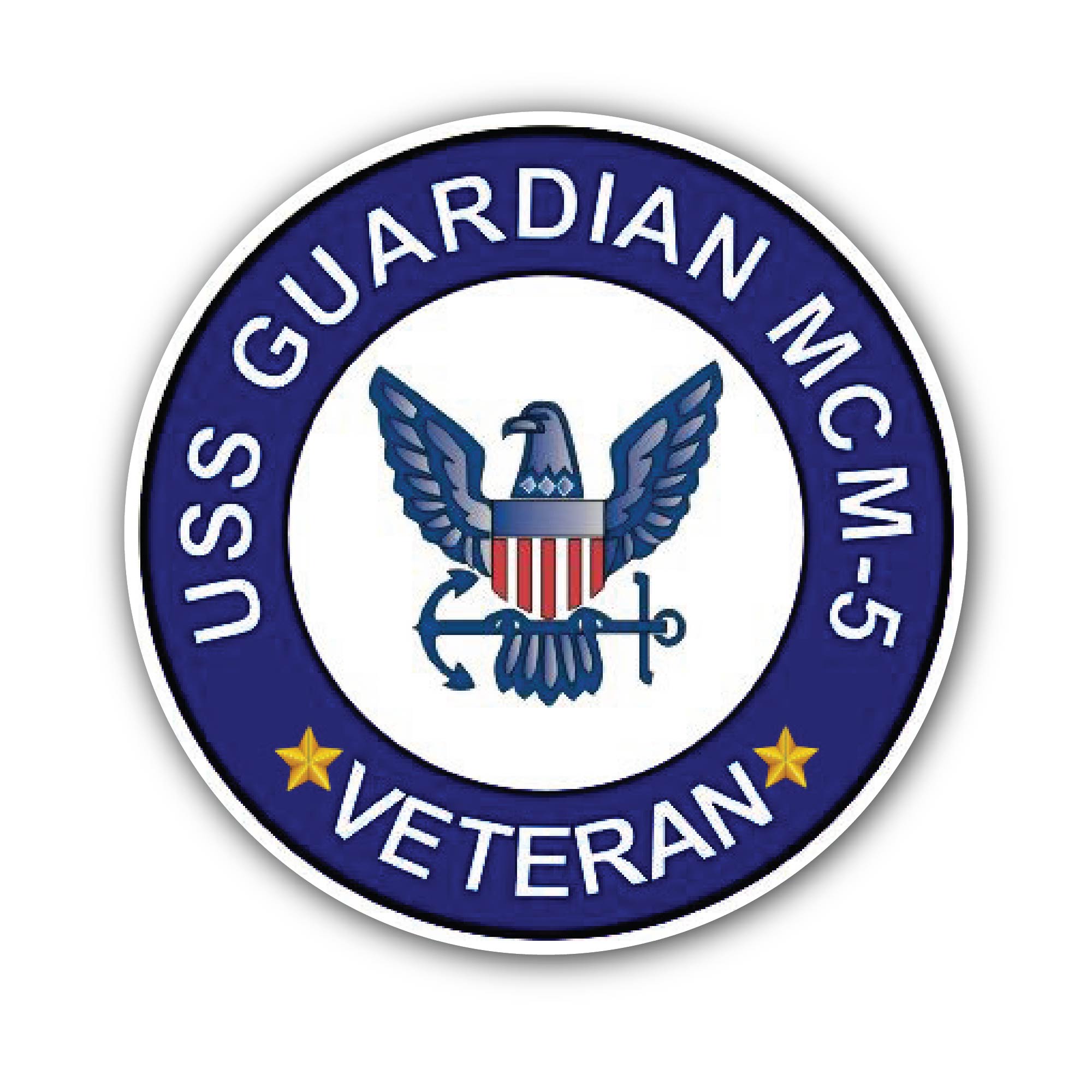 USS Guardian MCM-5 Veteran Sticker, Waterproof Vinyl Decal Sticker Indoor Or Outdoor 2 (Pieces) 3" and 5"