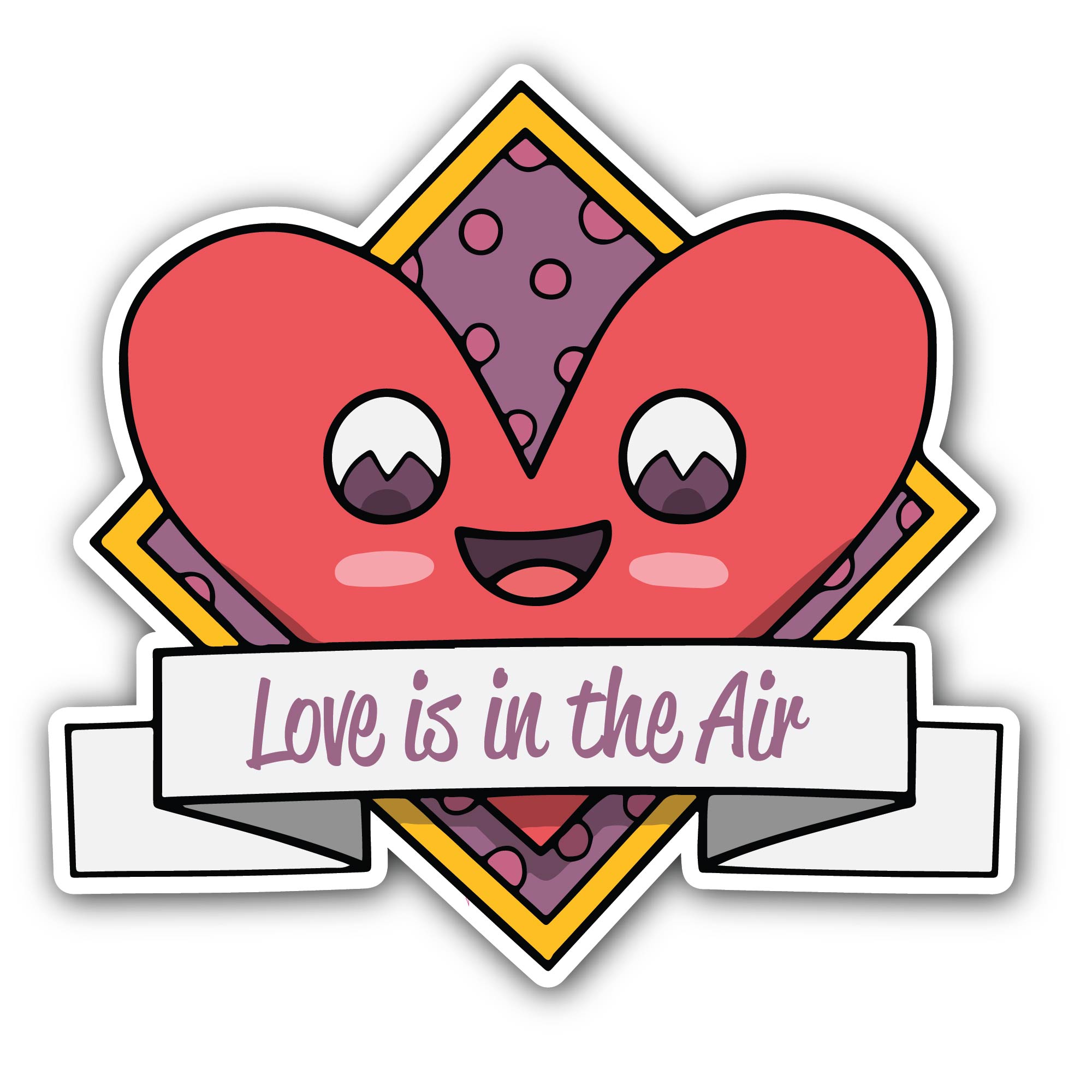 Love is in The Air with Heart Sticker, Waterproof Vinyl Decal Sticker Indoor Or Outdoor 2 (Pieces) 3" and 5"