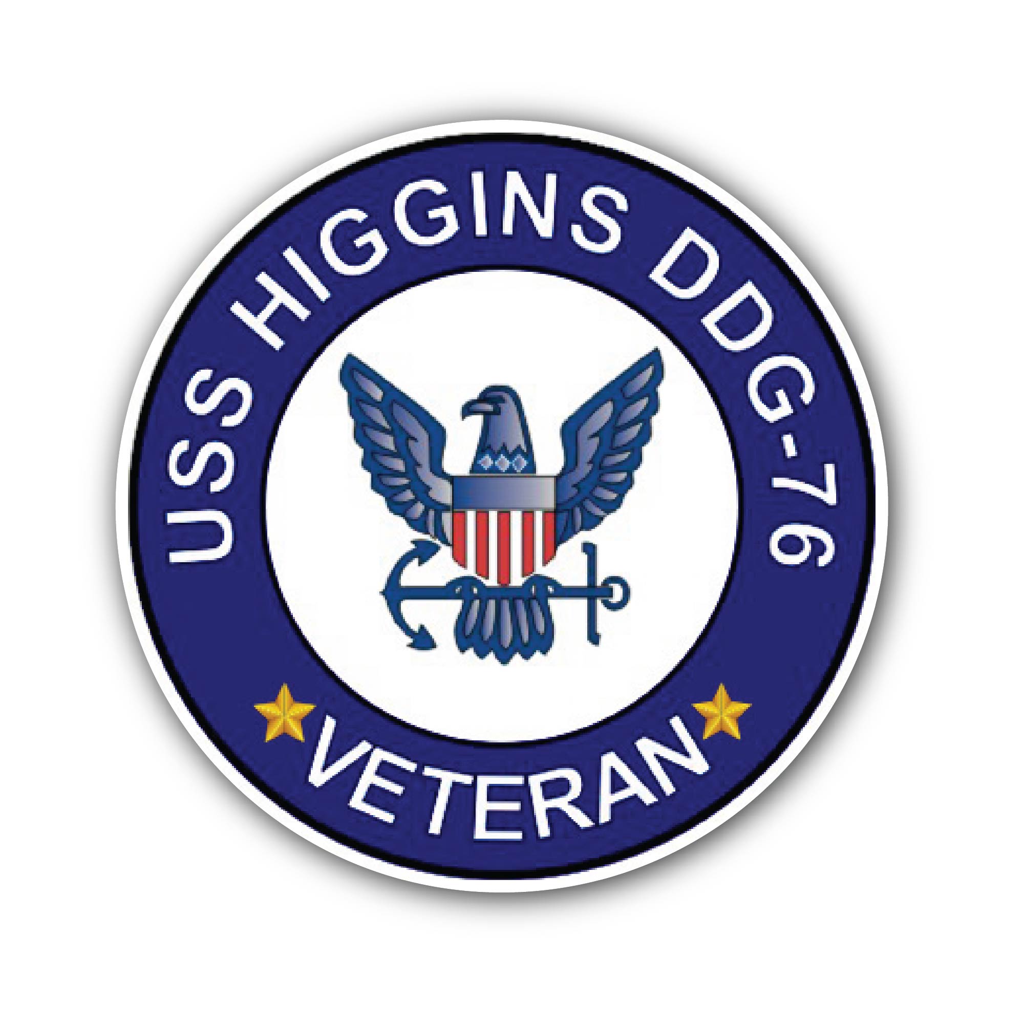 USS Higgins DDG-76 Veteran Sticker, Waterproof Vinyl Decal Sticker Indoor Or Outdoor 2 (Pieces) 3" and 5"