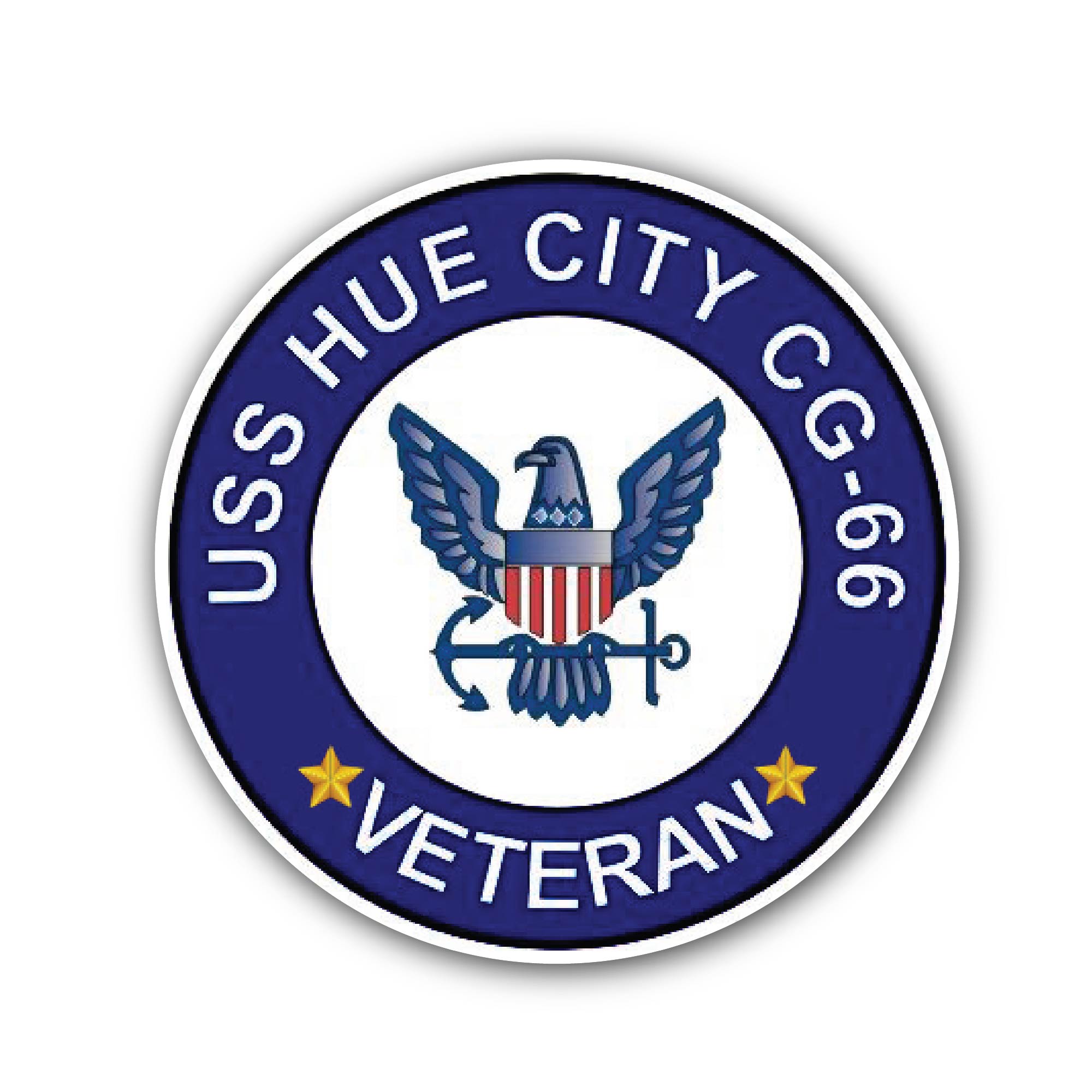 USS Hue City CG-66 Veteran Sticker, Waterproof Vinyl Decal Sticker Indoor Or Outdoor 2 (Pieces) 3" and 5"