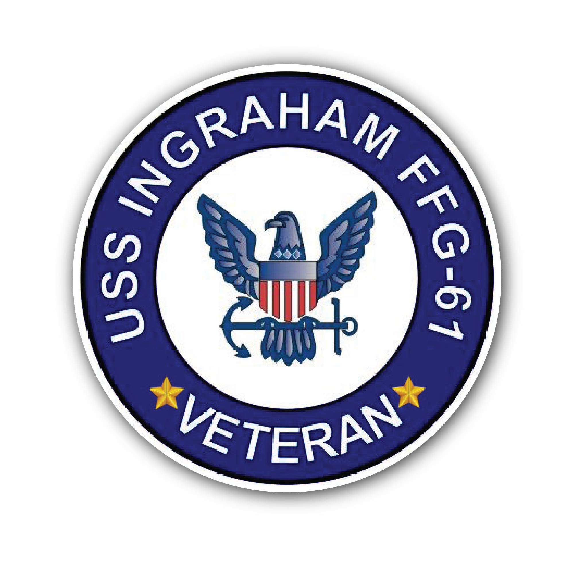 USS Ingraham FFG-61 Veteran Sticker, Waterproof Vinyl Decal Sticker Indoor Or Outdoor 2 (Pieces) 3" and 5"