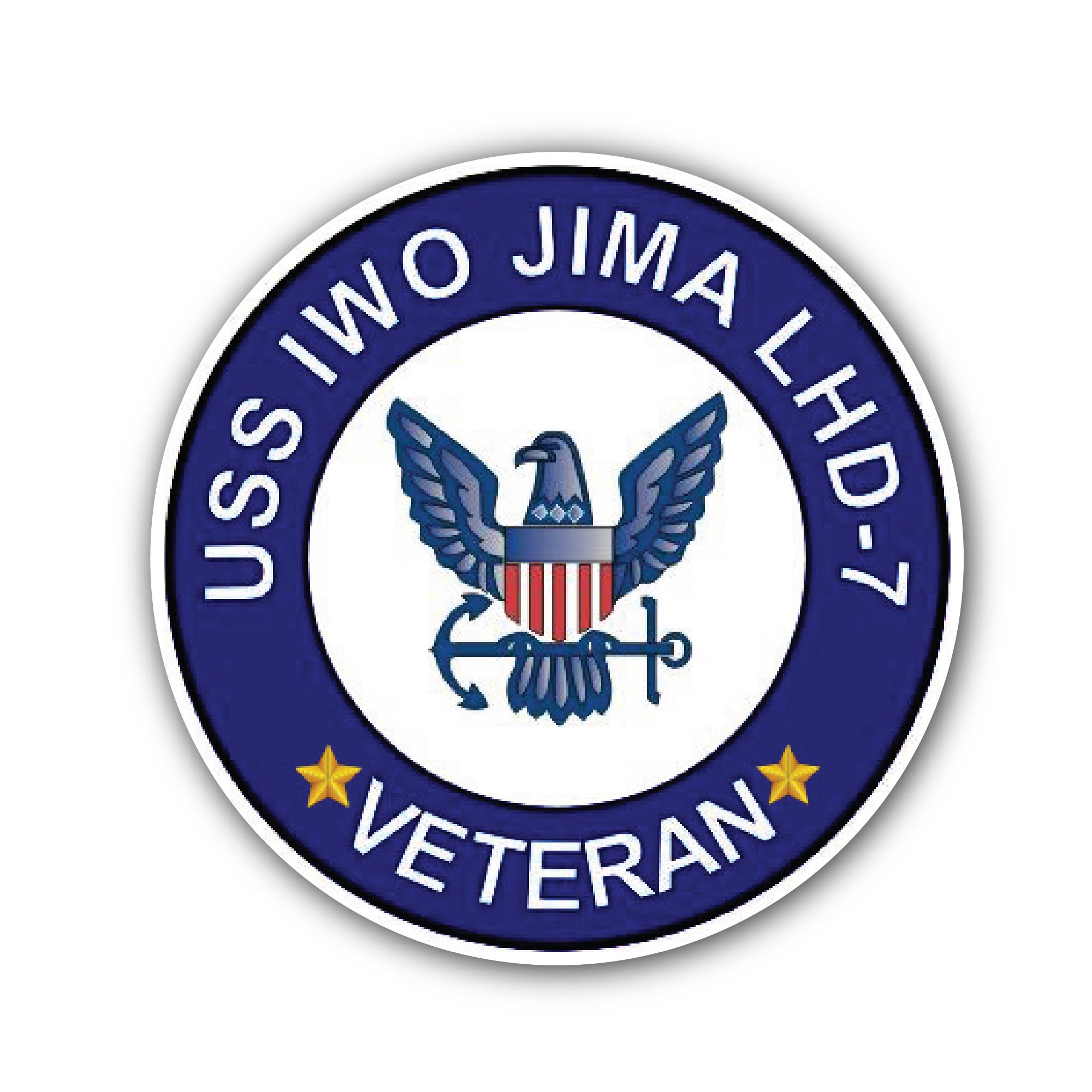 USS Iwo Jima LHD-7 Veteran Sticker, Waterproof Vinyl Decal Sticker Indoor Or Outdoor 2 (Pieces) 3" and 5"