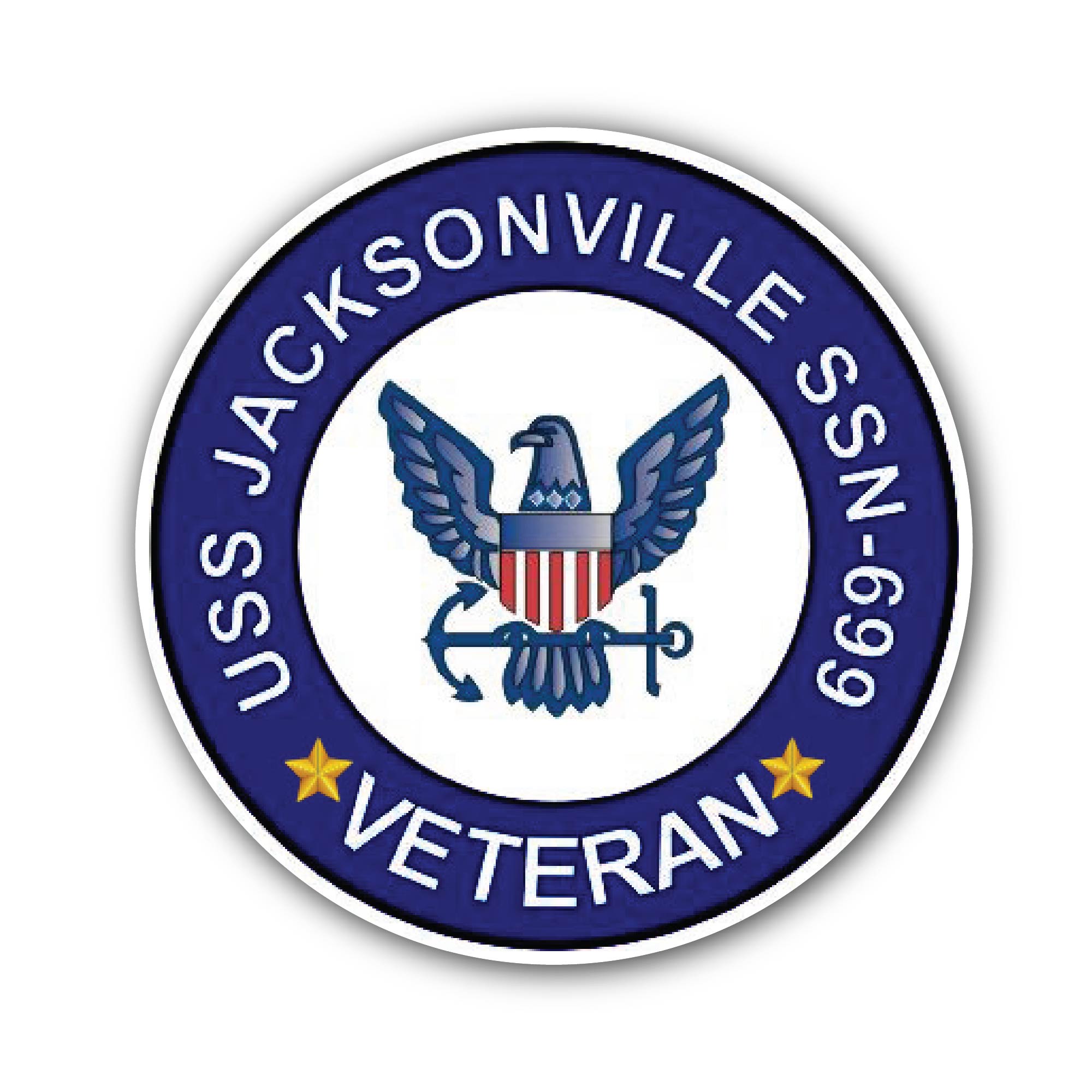 USS Jacksonville SSN-699 Veteran Sticker, Waterproof Vinyl Decal Sticker Indoor Or Outdoor 2 (Pieces) 3" and 5"