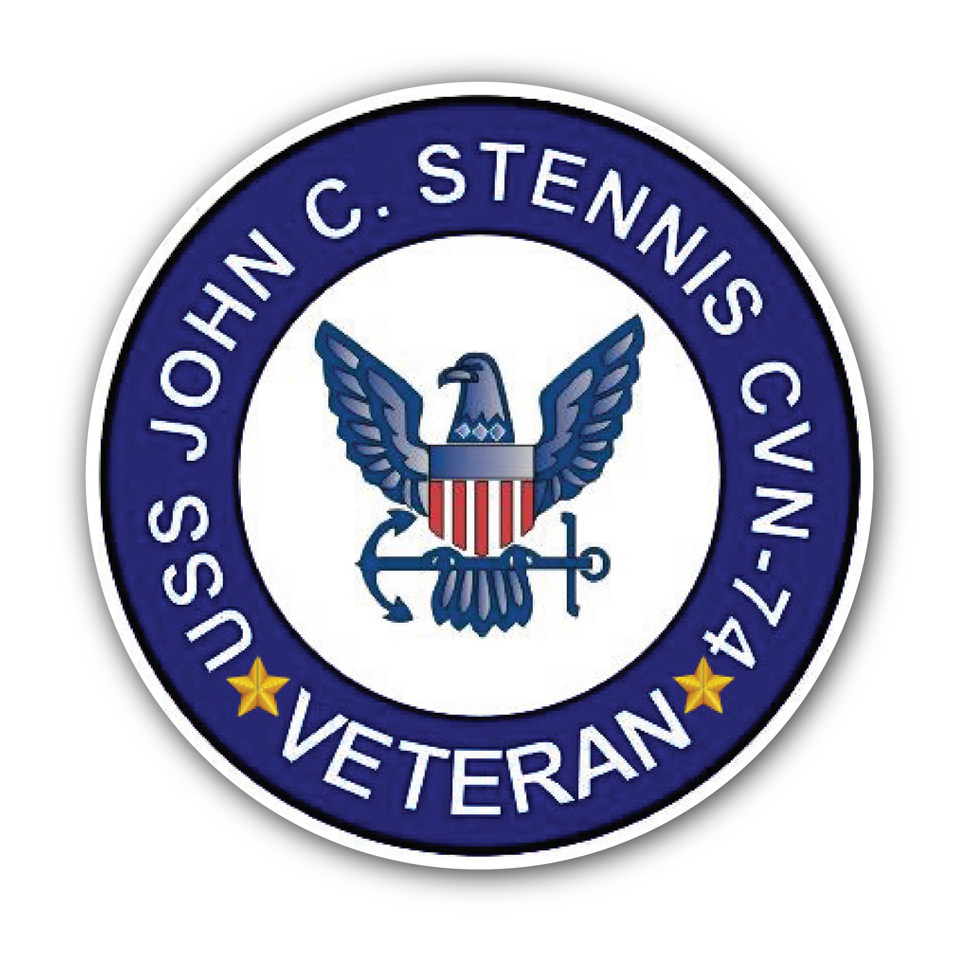USS John C Stennis CVN-74 Veteran Sticker, Waterproof Vinyl Decal Sticker Indoor Or Outdoor 2 (Pieces) 3" and 5"