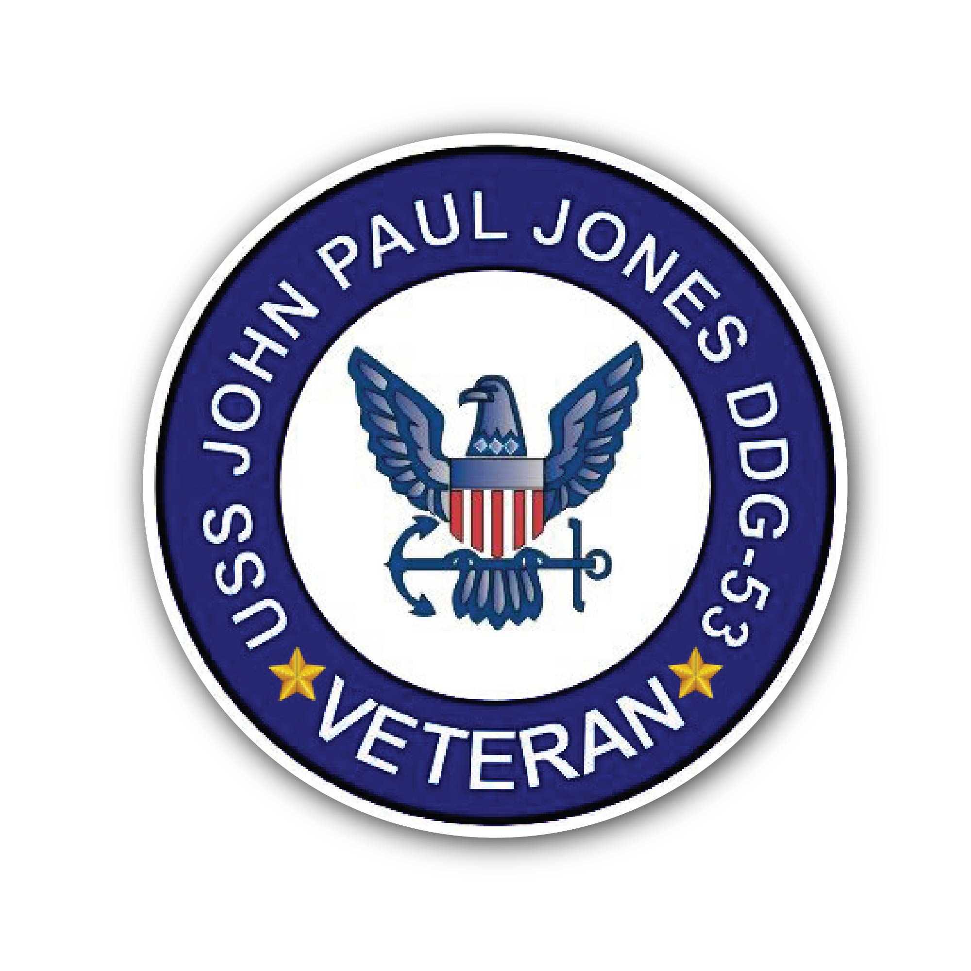 USS John Paul Jones DDG-53 Veteran Sticker, Waterproof Vinyl Decal Sticker Indoor Or Outdoor 2 (Pieces) 3" and 5"