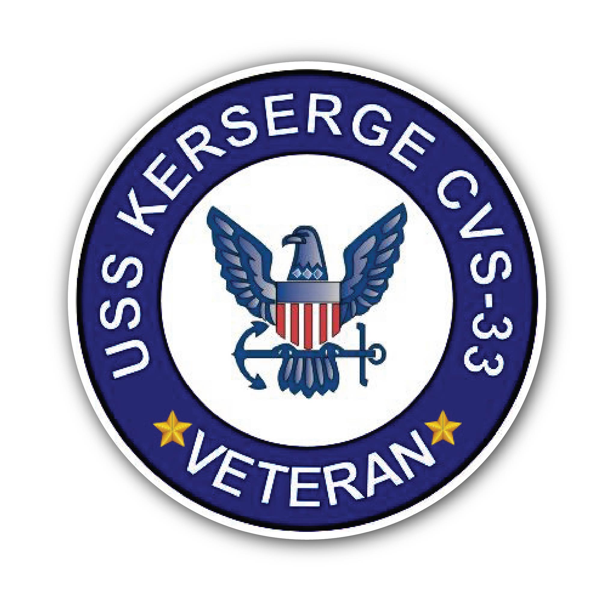 USS Kerserge CVS-33 Veteran Sticker, Waterproof Vinyl Decal Sticker Indoor Or Outdoor 2 (Pieces) 3" and 5"