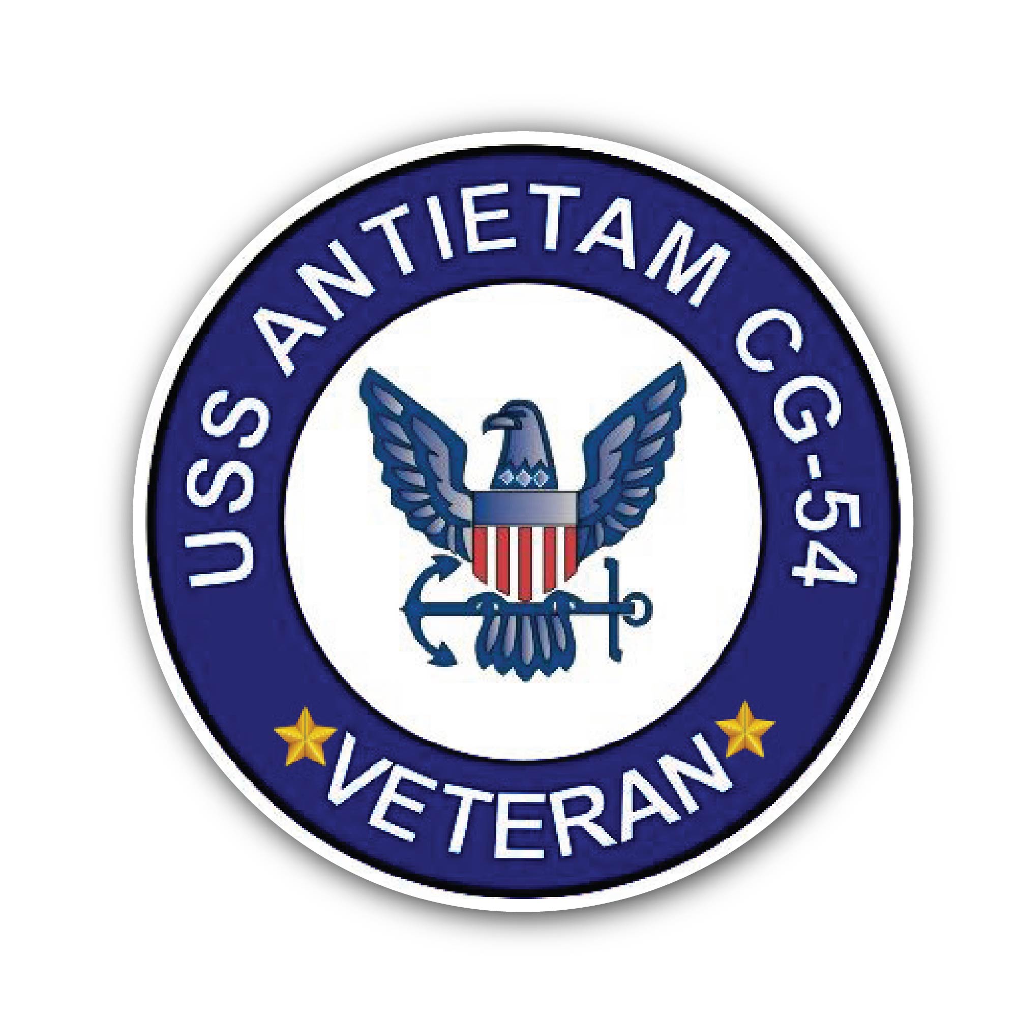 USS Antietam CG-54 Veteran Sticker, Waterproof Vinyl Decal Sticker Indoor Or Outdoor 2 (Pieces) 3" and 5"