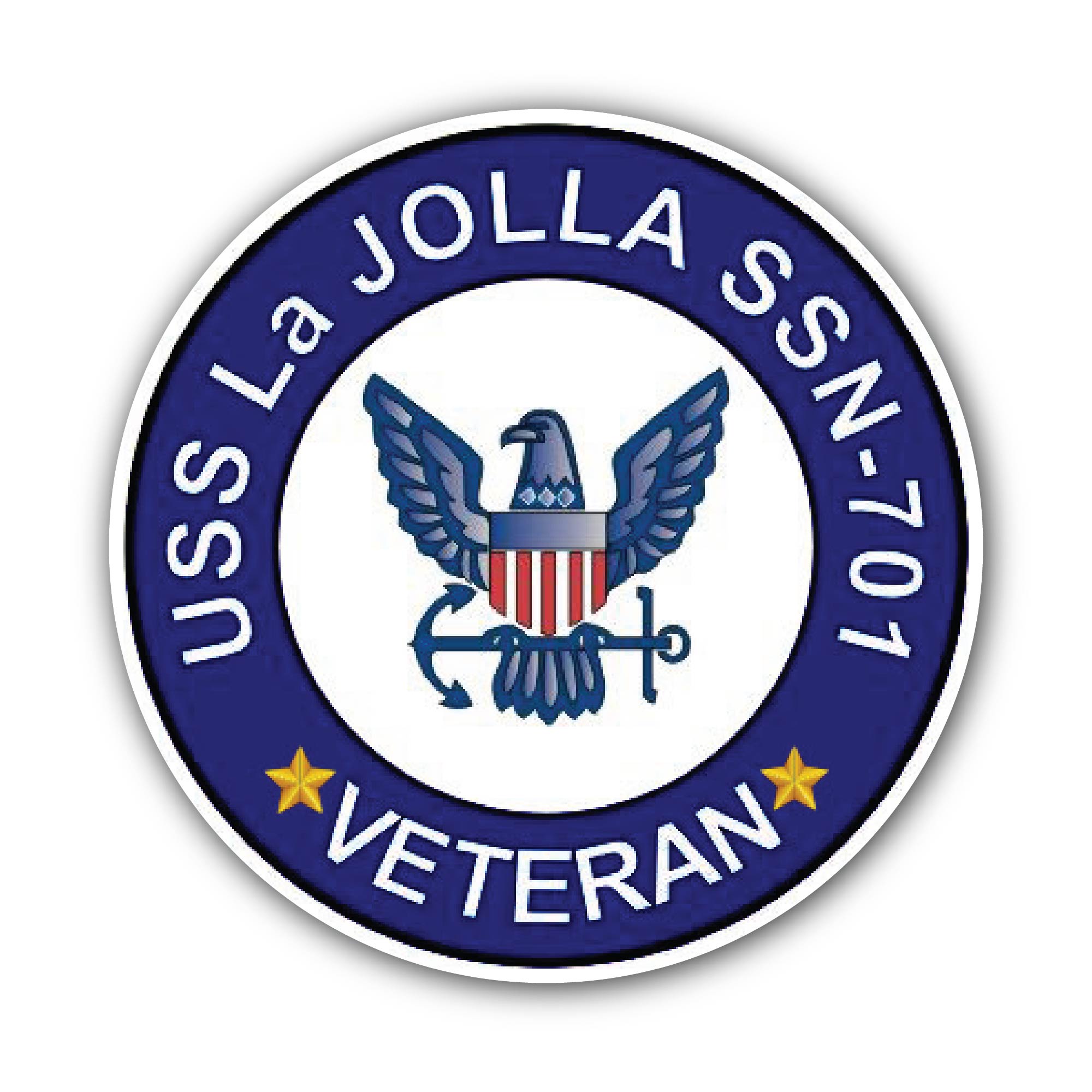 USS La Jolla SSN-701 Veteran Sticker, Waterproof Vinyl Decal Sticker Indoor Or Outdoor 2 (Pieces) 3" and 5"