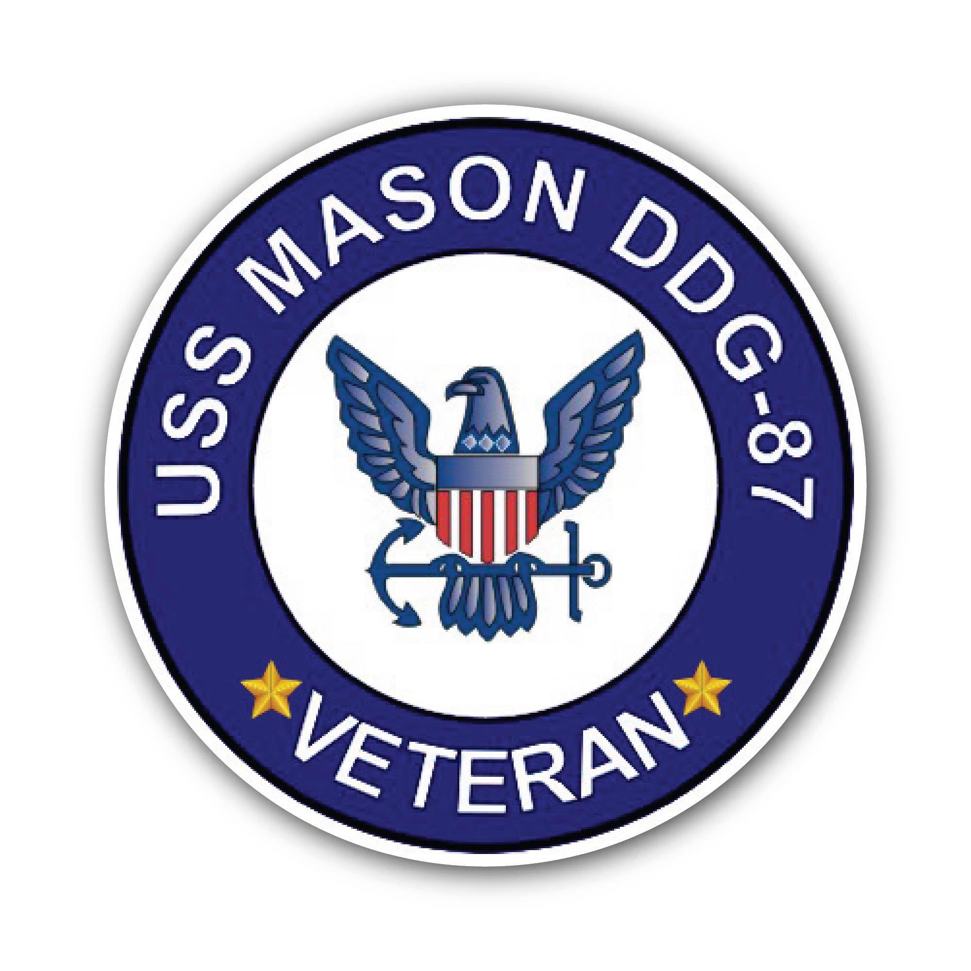 USS Mason DDG-87 Veteran Sticker, Waterproof Vinyl Decal Sticker Indoor Or Outdoor 2 (Pieces) 3" and 5"