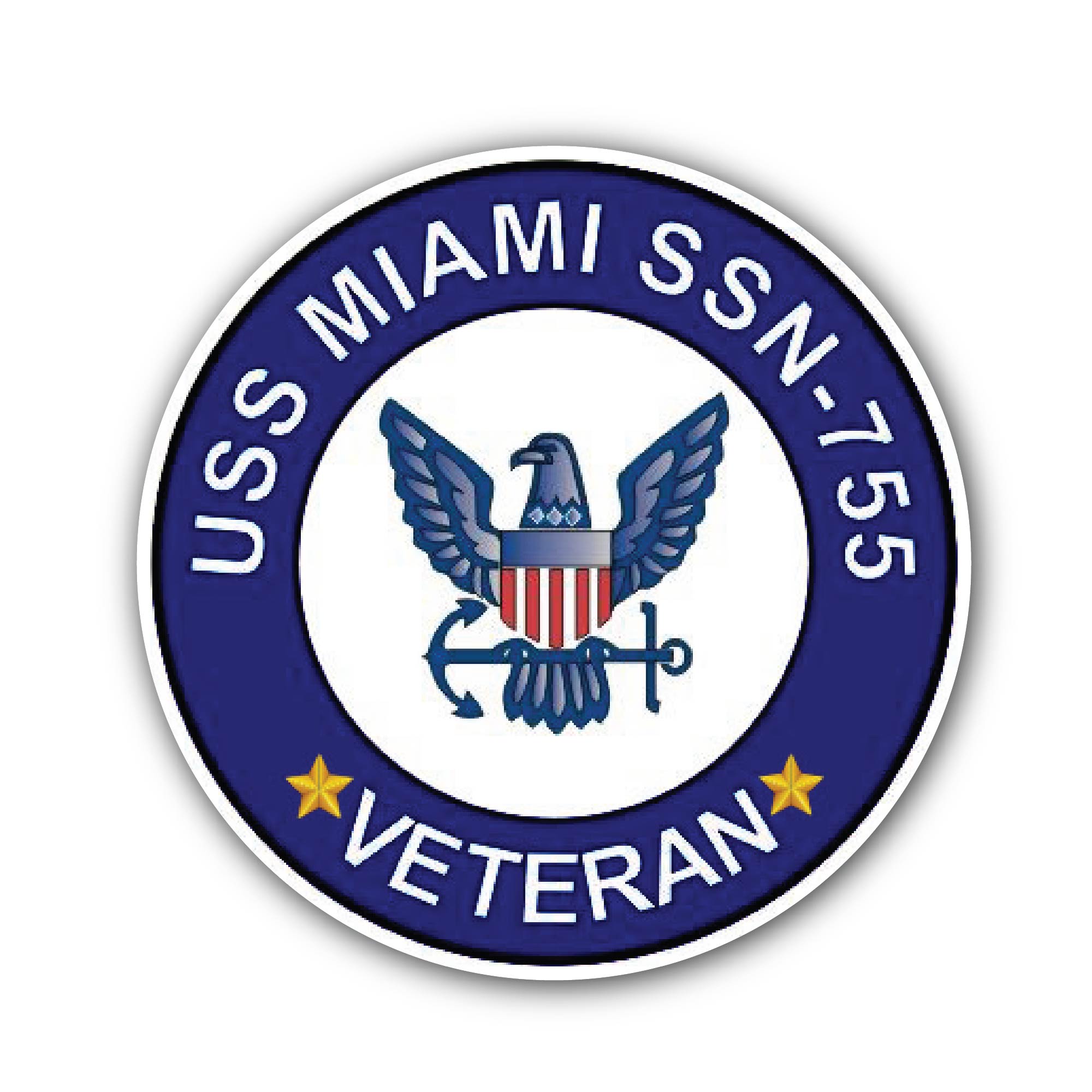 USS Miami SSN-755 Veteran Sticker, Waterproof Vinyl Decal Sticker Indoor Or Outdoor 2 (Pieces) 3" and 5"