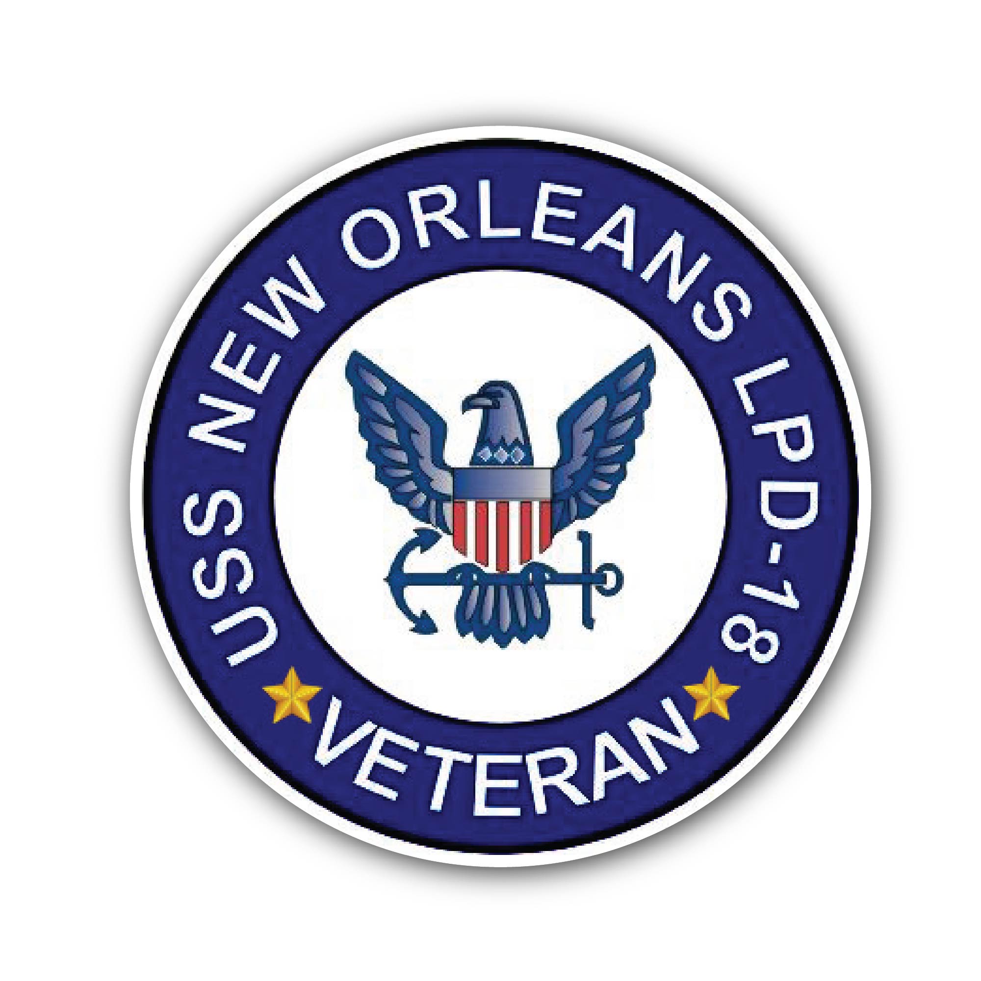 USS New Orleans LPD-18 Veteran Sticker, Waterproof Vinyl Decal Sticker Indoor Or Outdoor 2 (Pieces) 3" and 5"