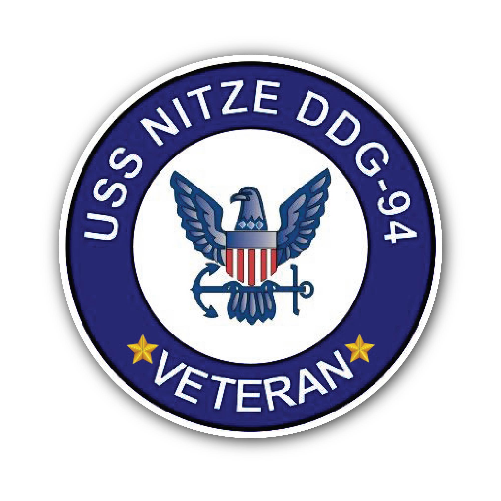 USS Nitze DDG-94 Veteran Sticker, Waterproof Vinyl Decal Sticker Indoor Or Outdoor 2 (Pieces) 3" and 5"