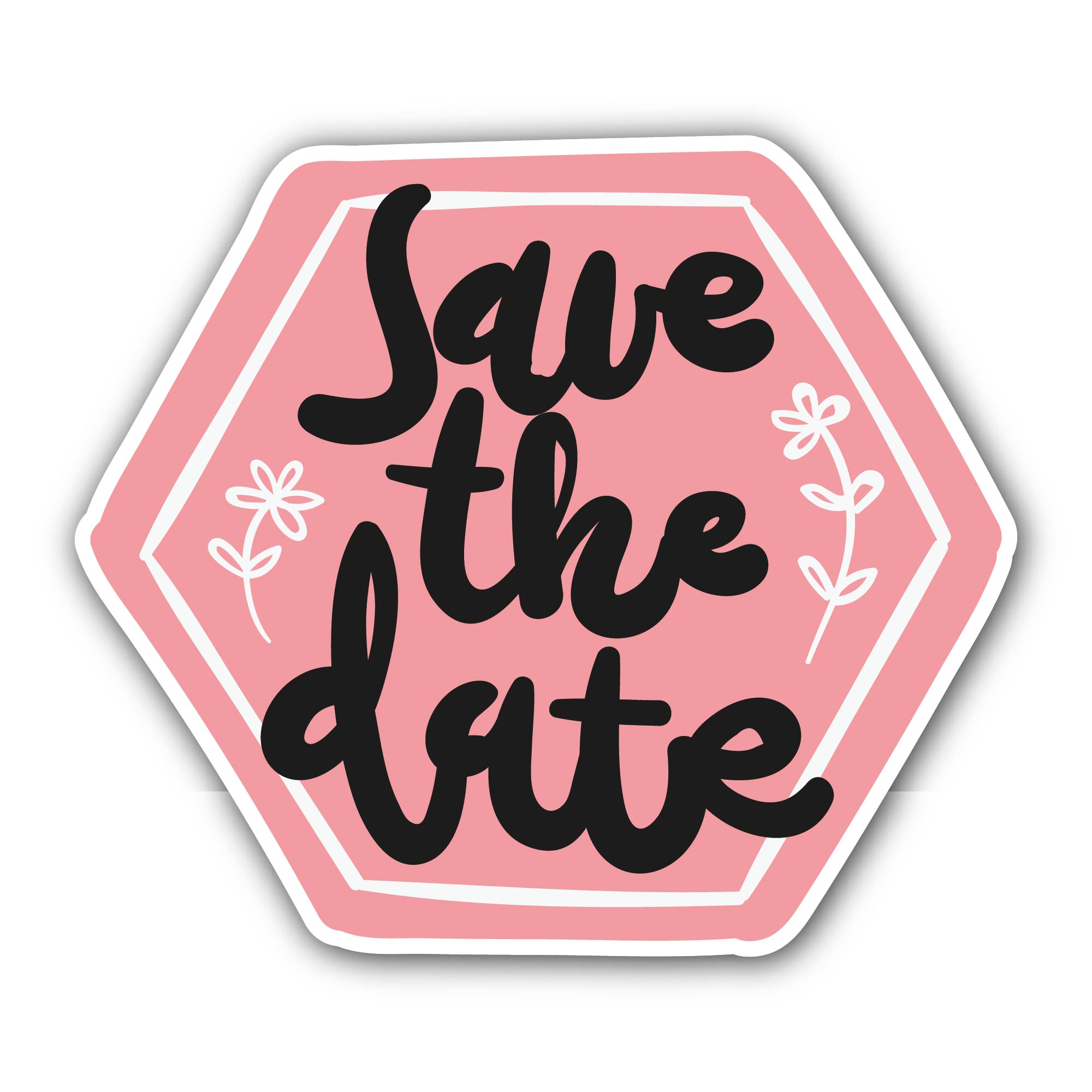 Save The Date Message Sticker, Waterproof Vinyl Decal Sticker Indoor Or Outdoor 2 (Pieces) 3" and 5"