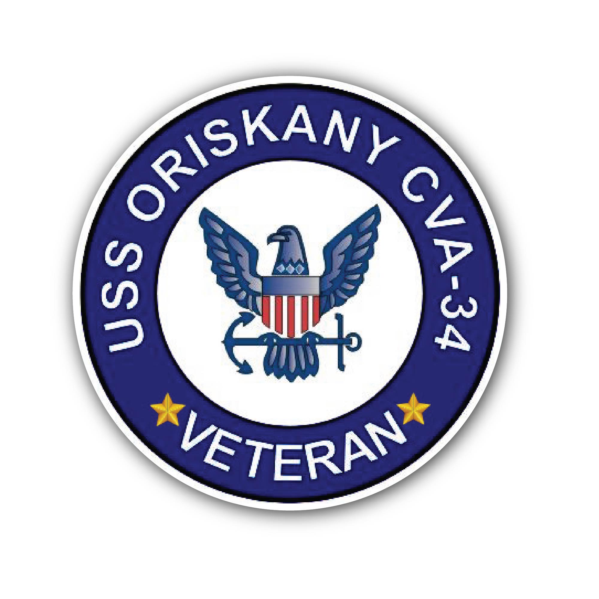 USS Oriskany CVA-34 Veteran Sticker, Waterproof Vinyl Decal Sticker Indoor Or Outdoor 2 (Pieces) 3" and 5"