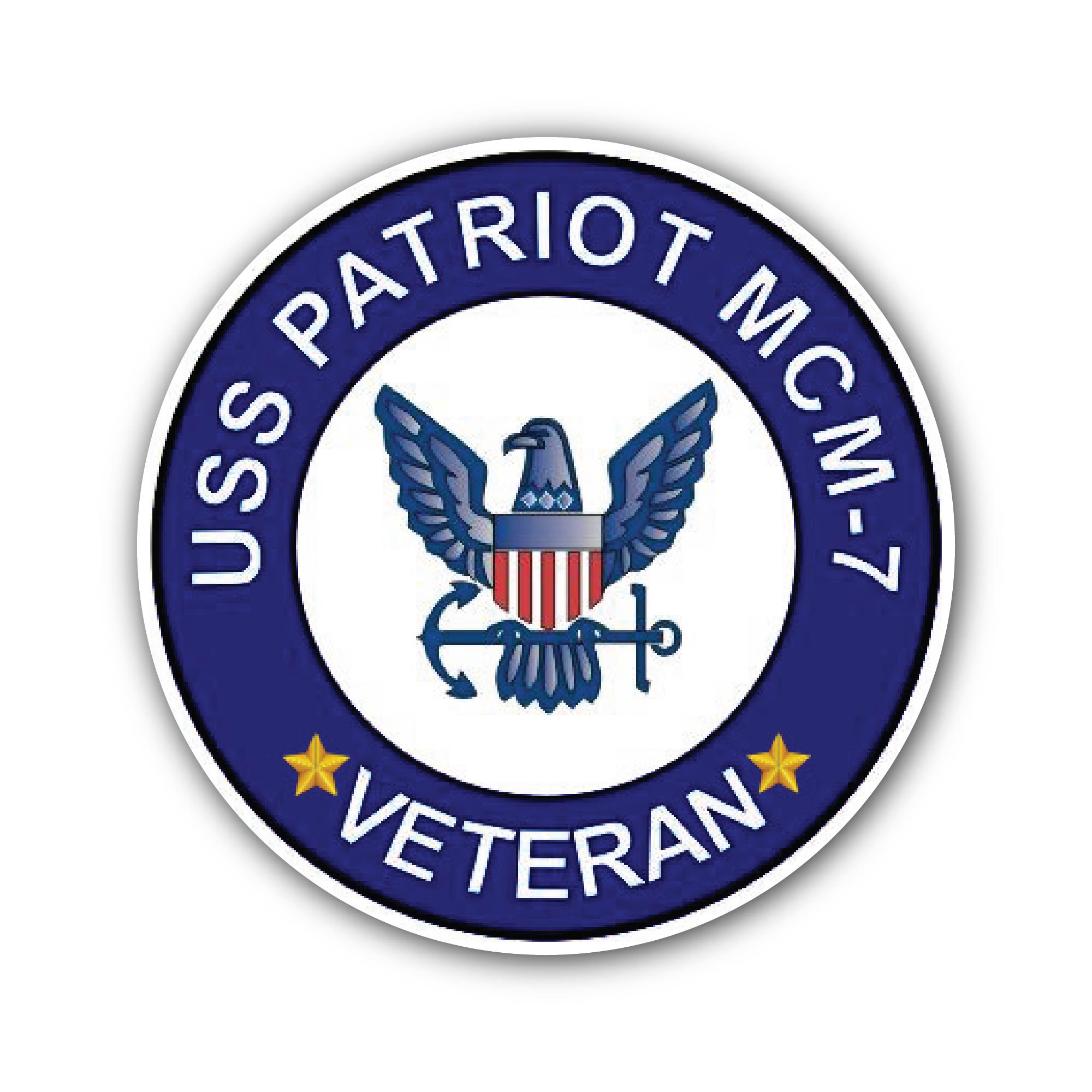 USS Patriot MCM-7 Veteran Sticker, Waterproof Vinyl Decal Sticker Indoor Or Outdoor 2 (Pieces) 3" and 5"