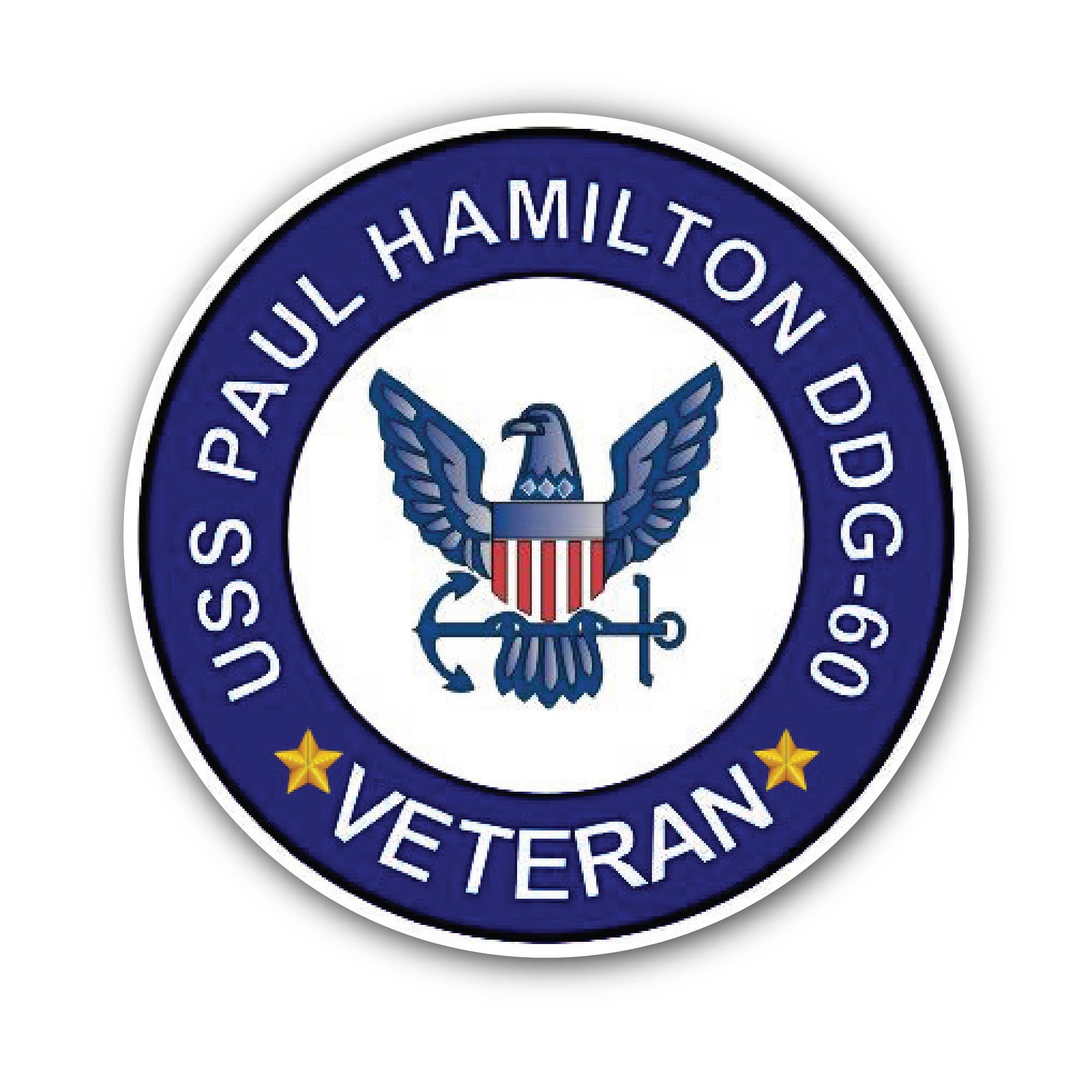 USS Paul Hamilton DDG-60 Veteran Sticker, Waterproof Vinyl Decal Sticker Indoor Or Outdoor 2 (Pieces) 3" and 5"