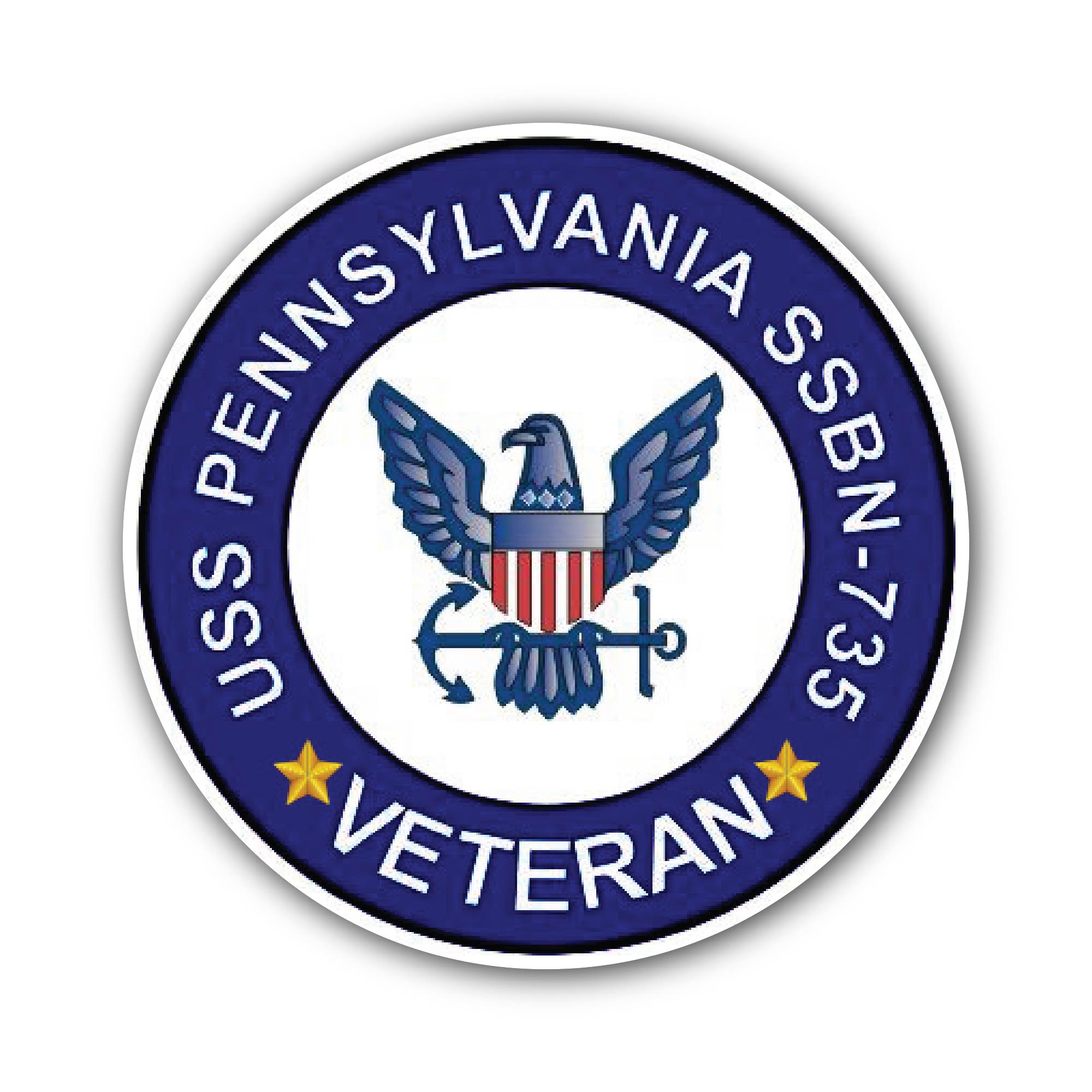 USS Pennsylvania SSBN-735 Veteran Sticker, Waterproof Vinyl Decal Sticker Indoor Or Outdoor 2 (Pieces) 3" and 5"