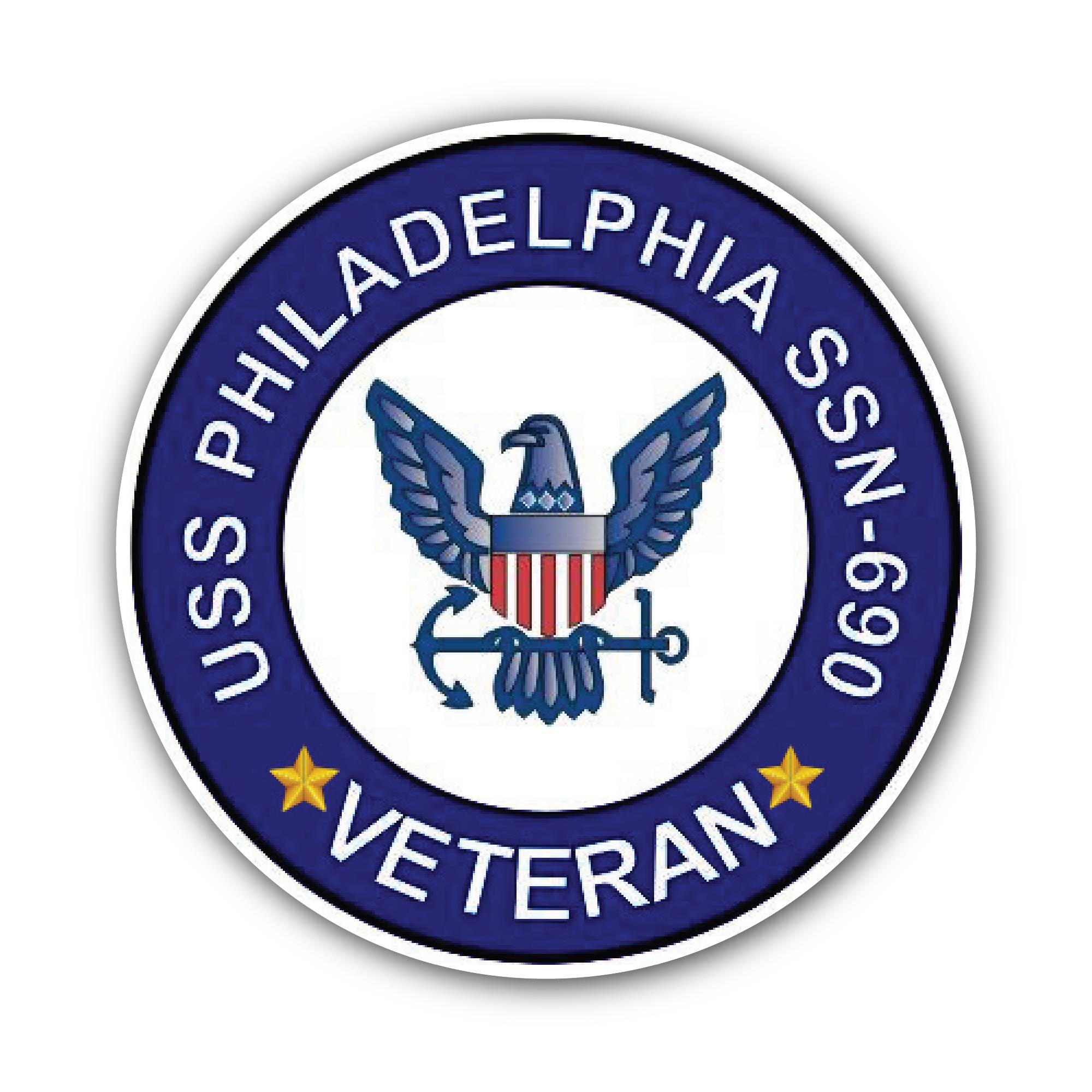 USS Philadelphia SSN-690 Veteran Sticker, Waterproof Vinyl Decal Sticker Indoor Or Outdoor 2 (Pieces) 3" and 5"